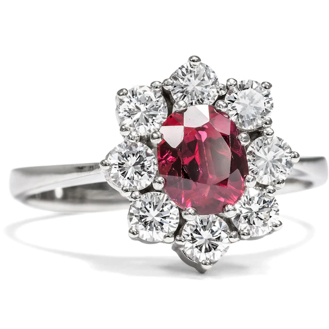 Classic Entourage Ring with Natural Ruby & Diamonds, Vienna, c. 1980