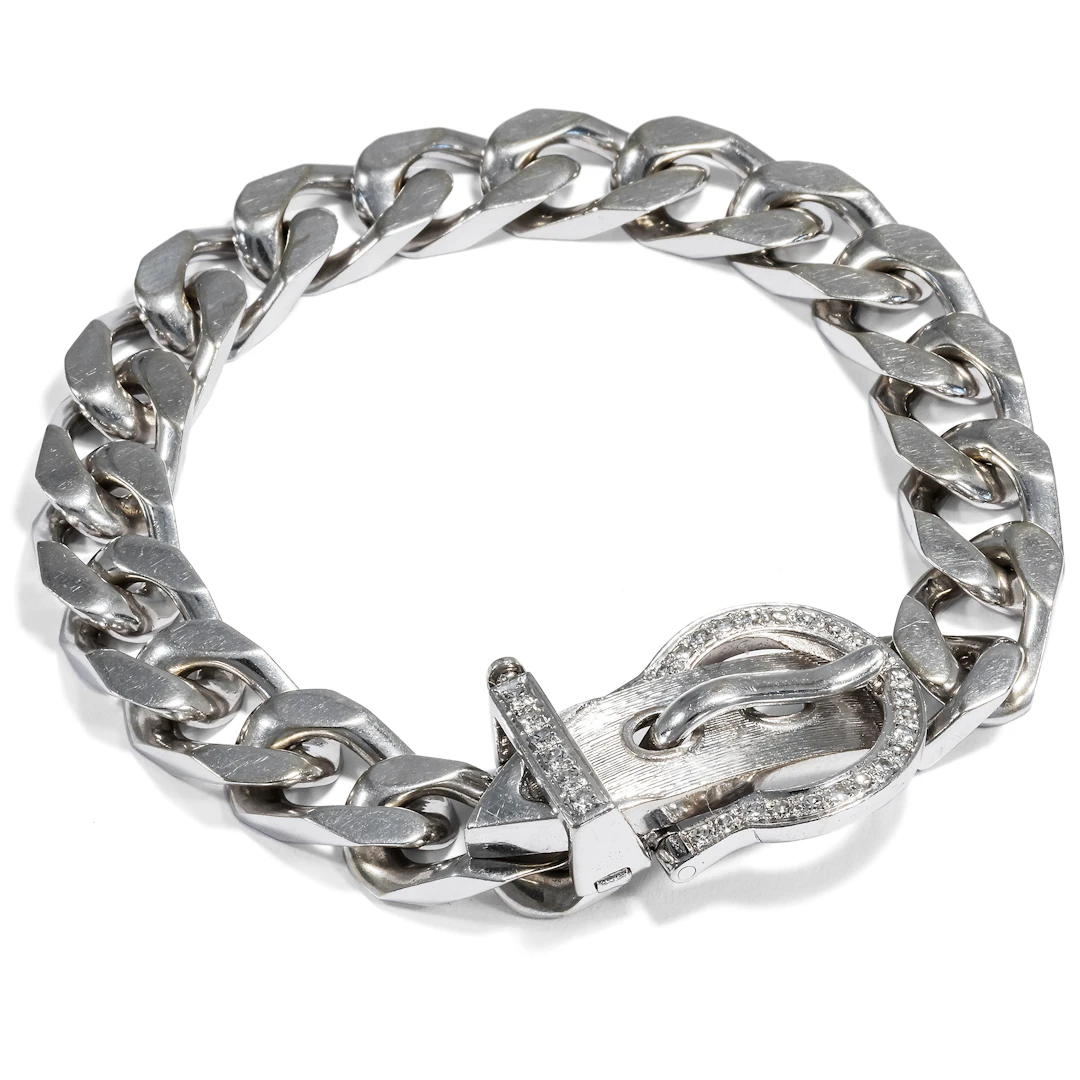 Glamorous Jarretière Bracelet in White Gold & Diamonds, c. 1970
