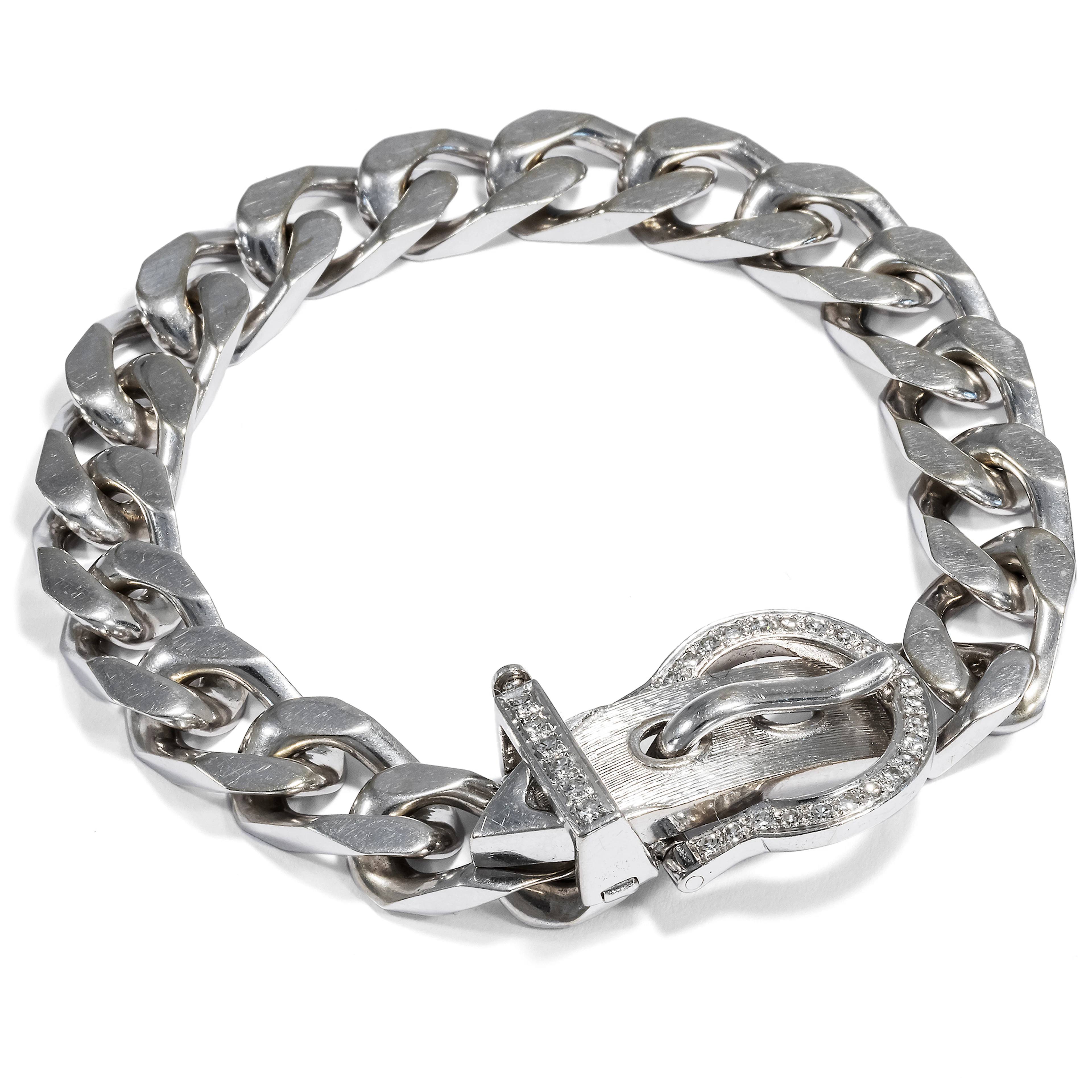 Glamorous Jarretière Bracelet in White Gold & Diamonds, c. 1970