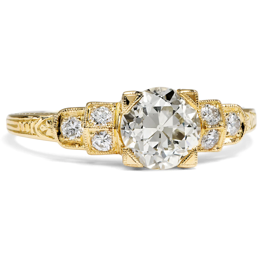 Fine Ring with 1.10 ct "Old European Cut" Diamond, from Our Workshop