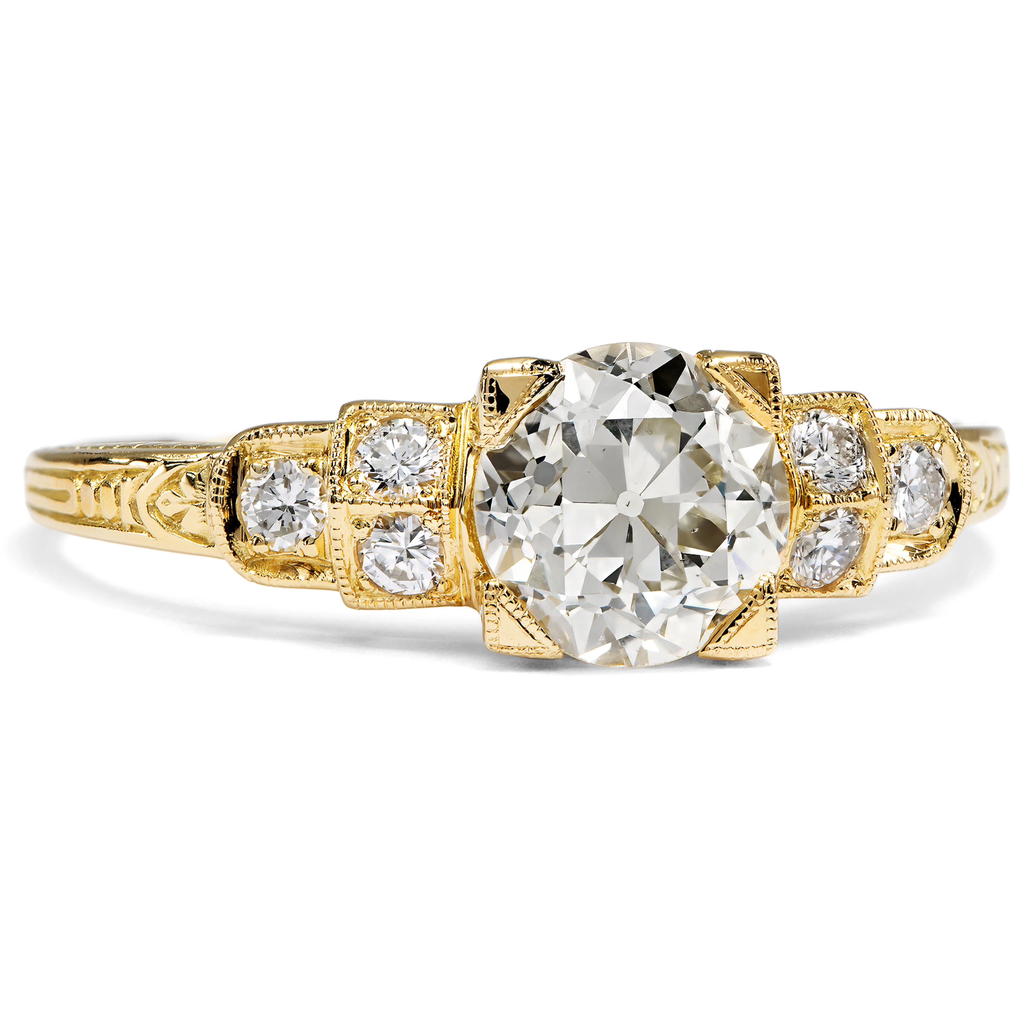 Fine Ring with 1.10 ct "Old European Cut" Diamond, from Our Workshop