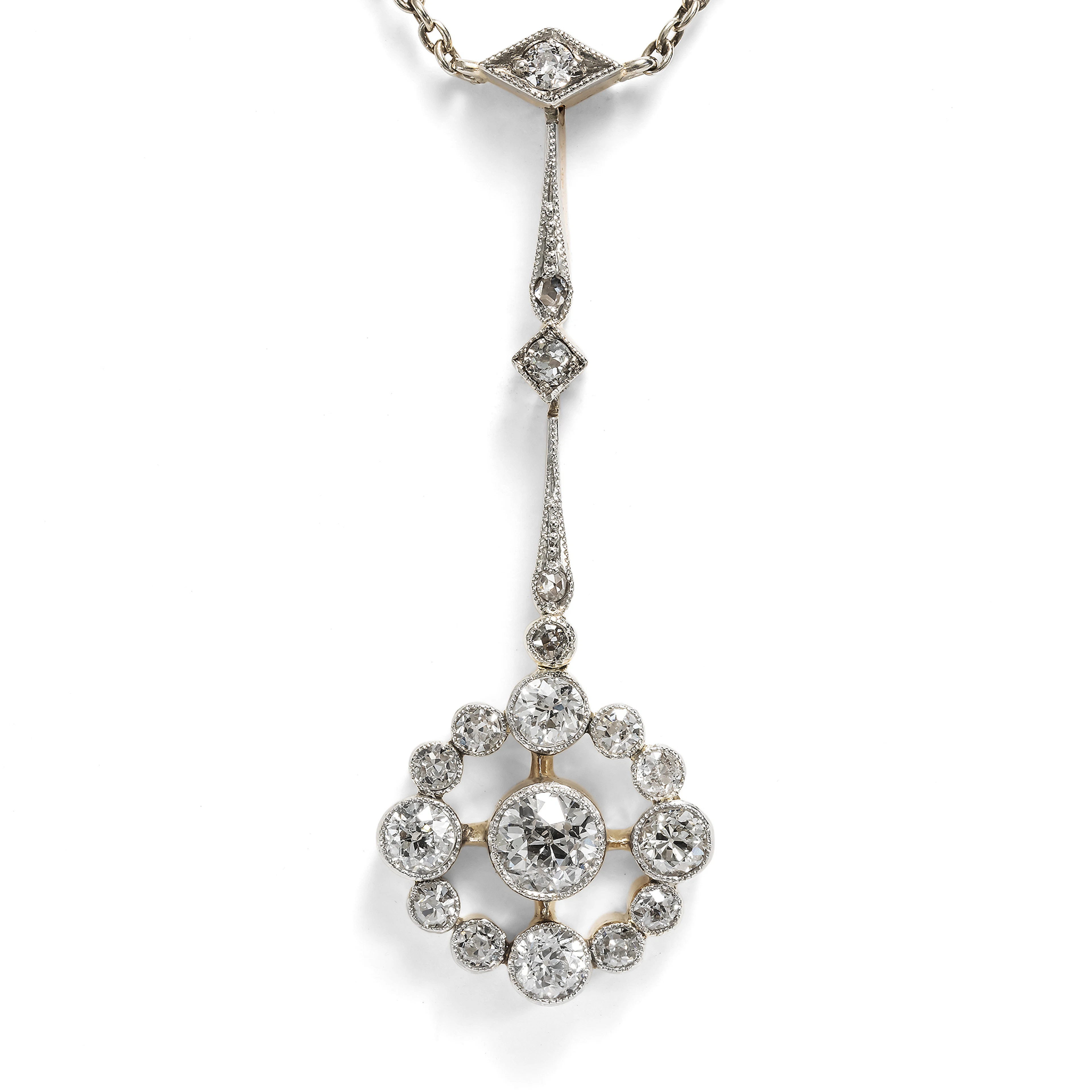 Elegant Belle Époque Necklace made of Antique Elements with Diamonds