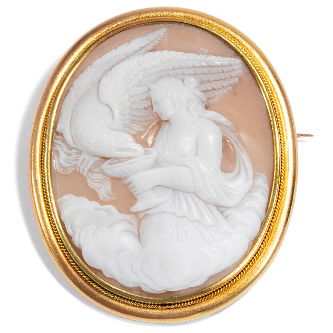 Antique Shell Cameo With Depiction of the Hebe, Naples/Vienna ca. 1880
