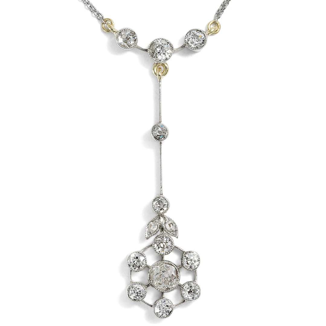 Antique Diamond Necklace in Platinum on Gold, c. 1910