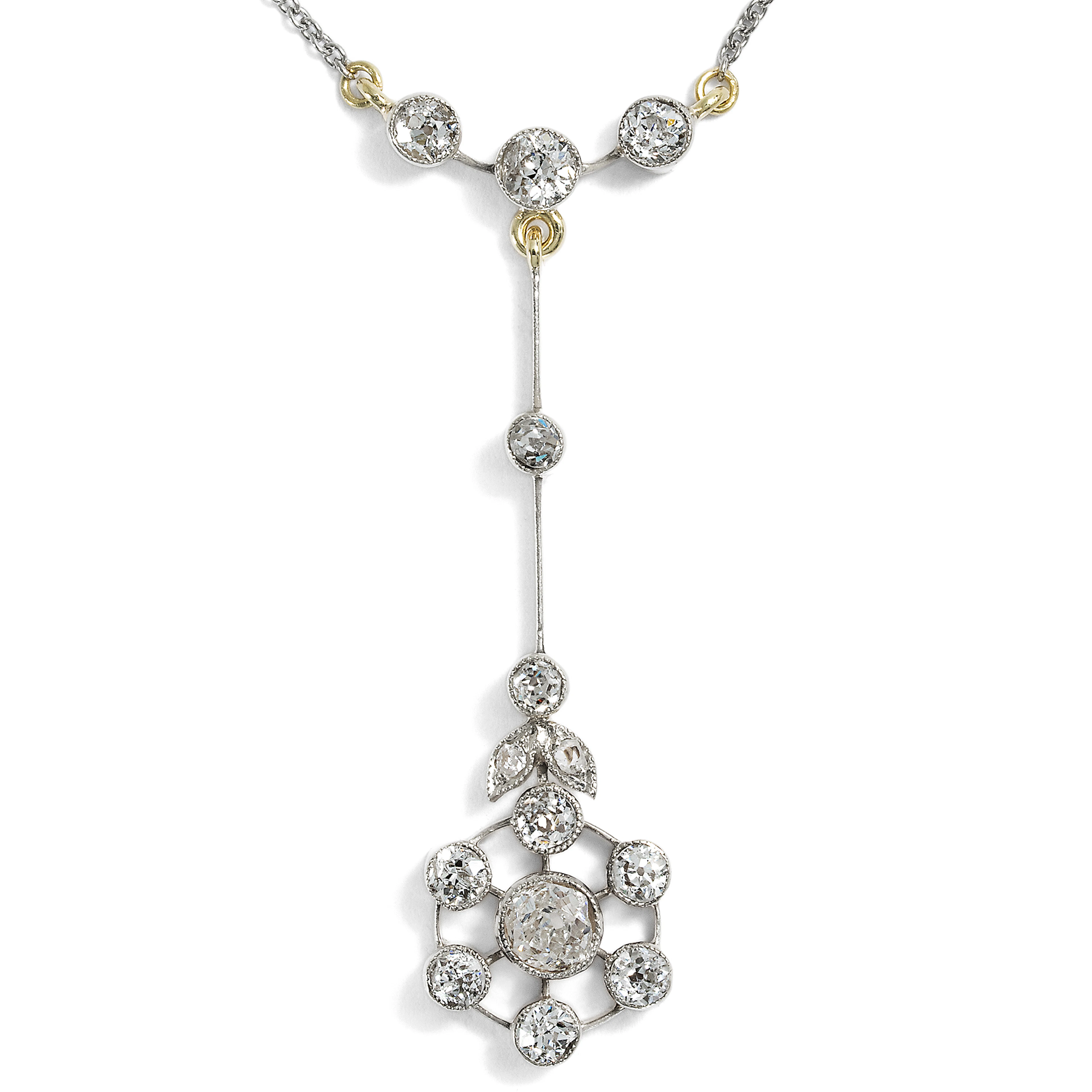 Antique Diamond Necklace in Platinum on Gold, c. 1910