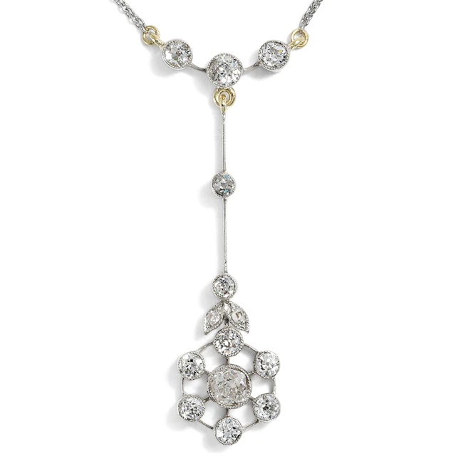Antique Diamond Necklace in Platinum on Gold, c. 1910