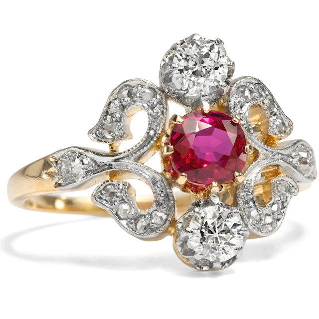 Precious Belle Époque Ring with Burmese Ruby & Diamonds, c. 1905
