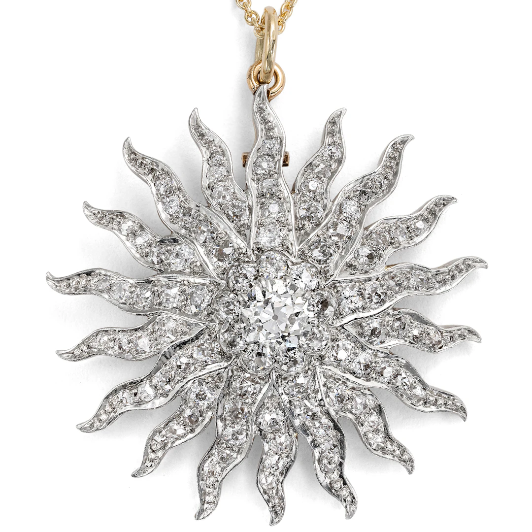 Convertible Antique Pendant-Brooch with 3.27 ct Old-Cut Diamonds, c. 1890