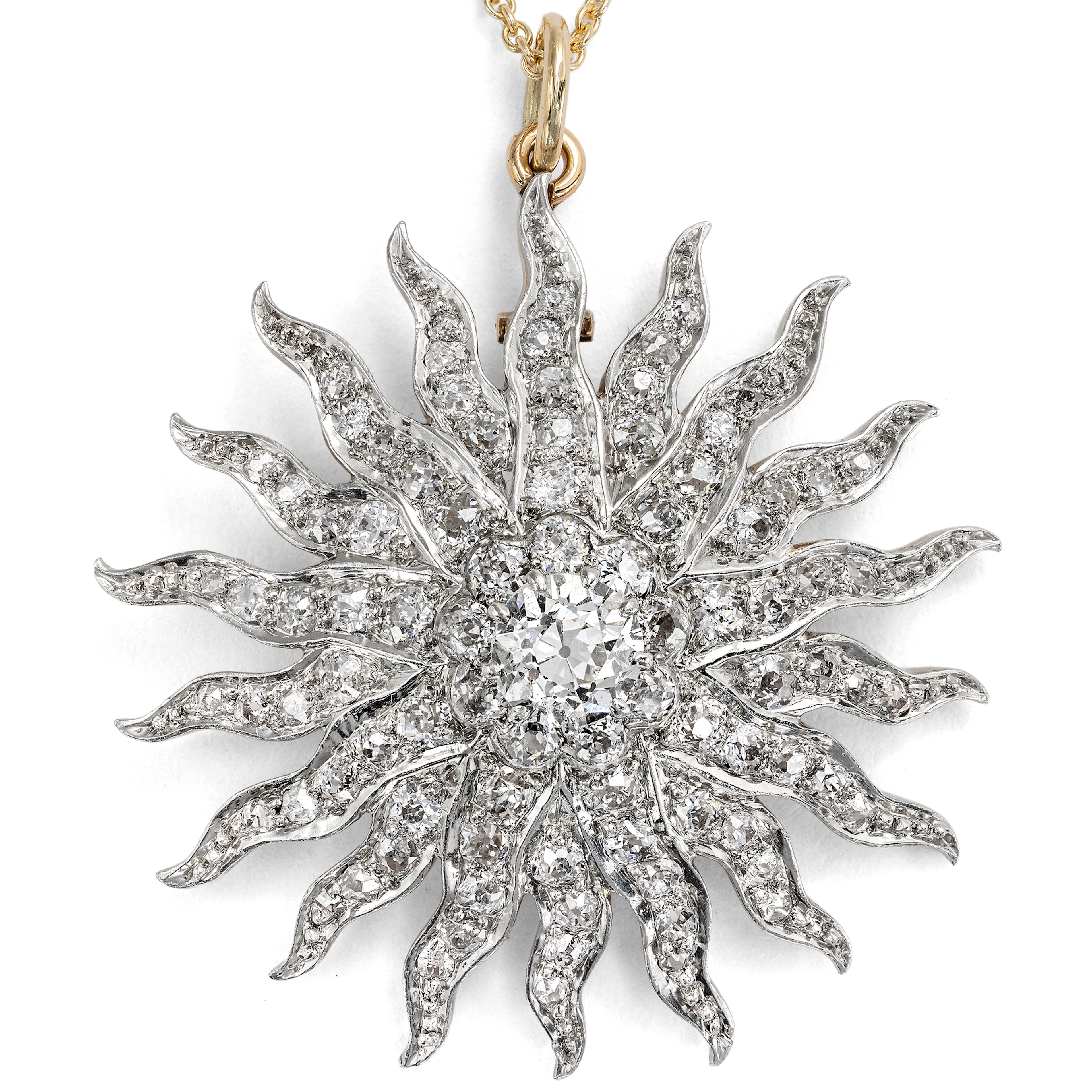 Convertible Antique Pendant-Brooch with 3.27 ct Old-Cut Diamonds, c. 1890