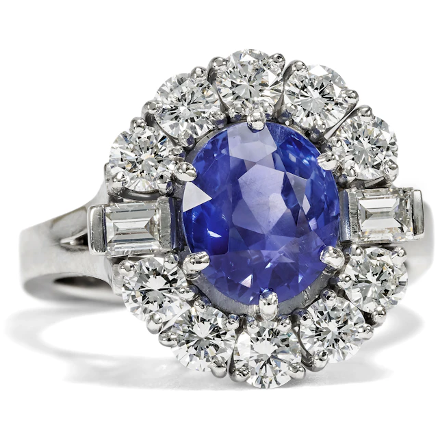 Precious with Untreated Sapphire & Diamonds, Germany c. 1980