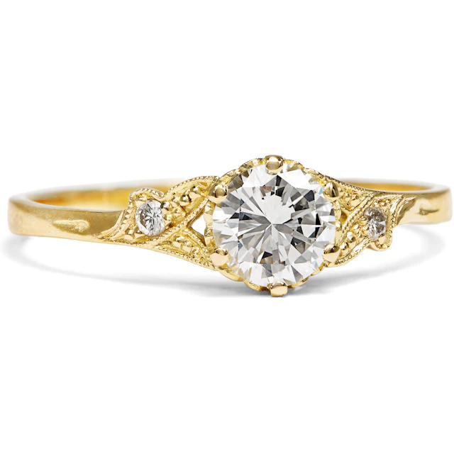 Delicate Ring with 0.56 ct Brilliant-Cut Diamond in Yellow Gold from