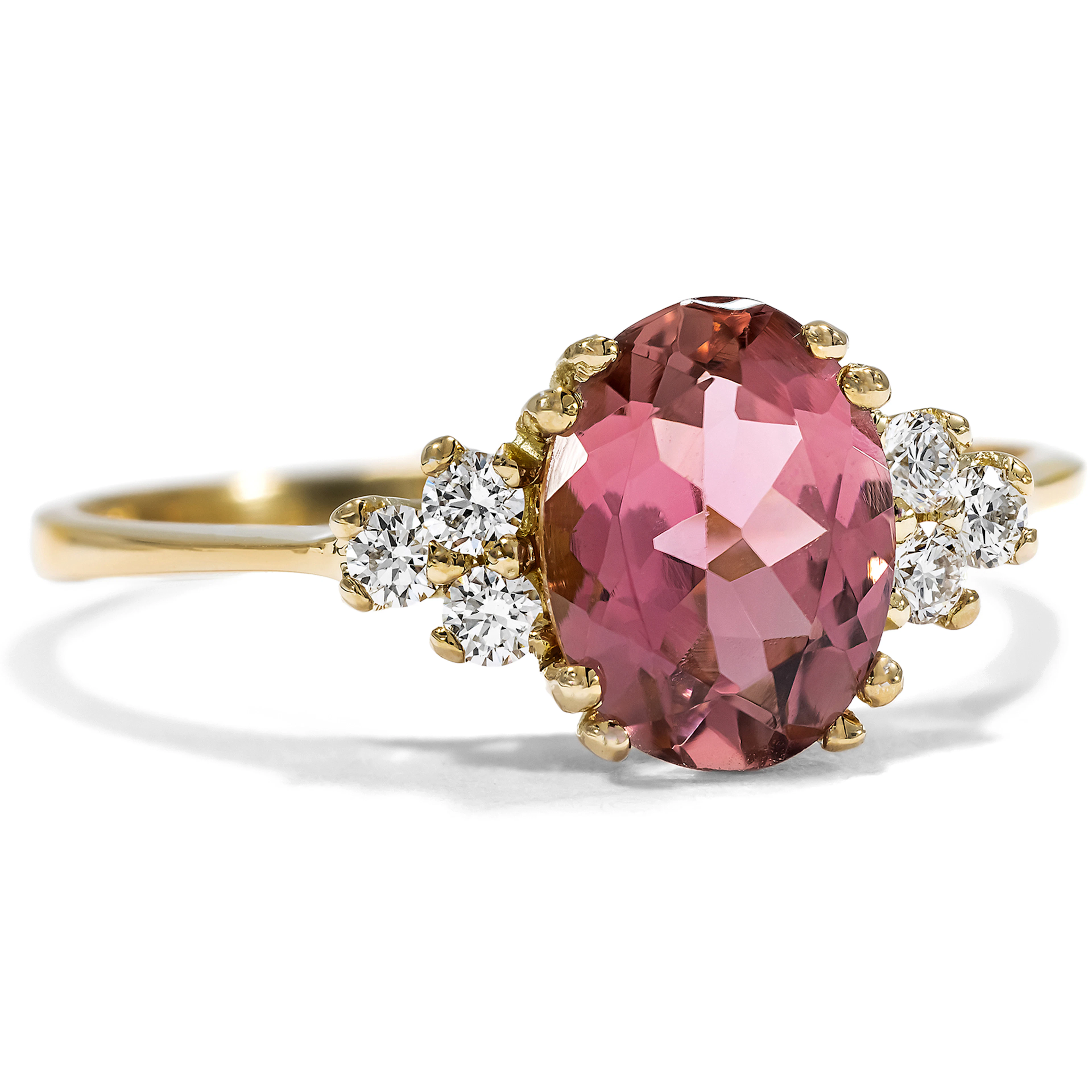Delicate Gold Ring With Mauve Tourmaline & Diamonds From Our Workshop