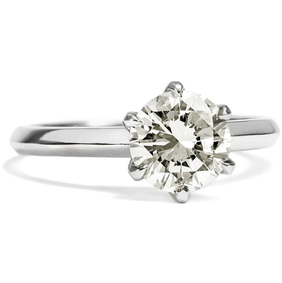 Unworn Solitaire Platinum Ring with 1.36 ct Brilliant, From Our Workshop