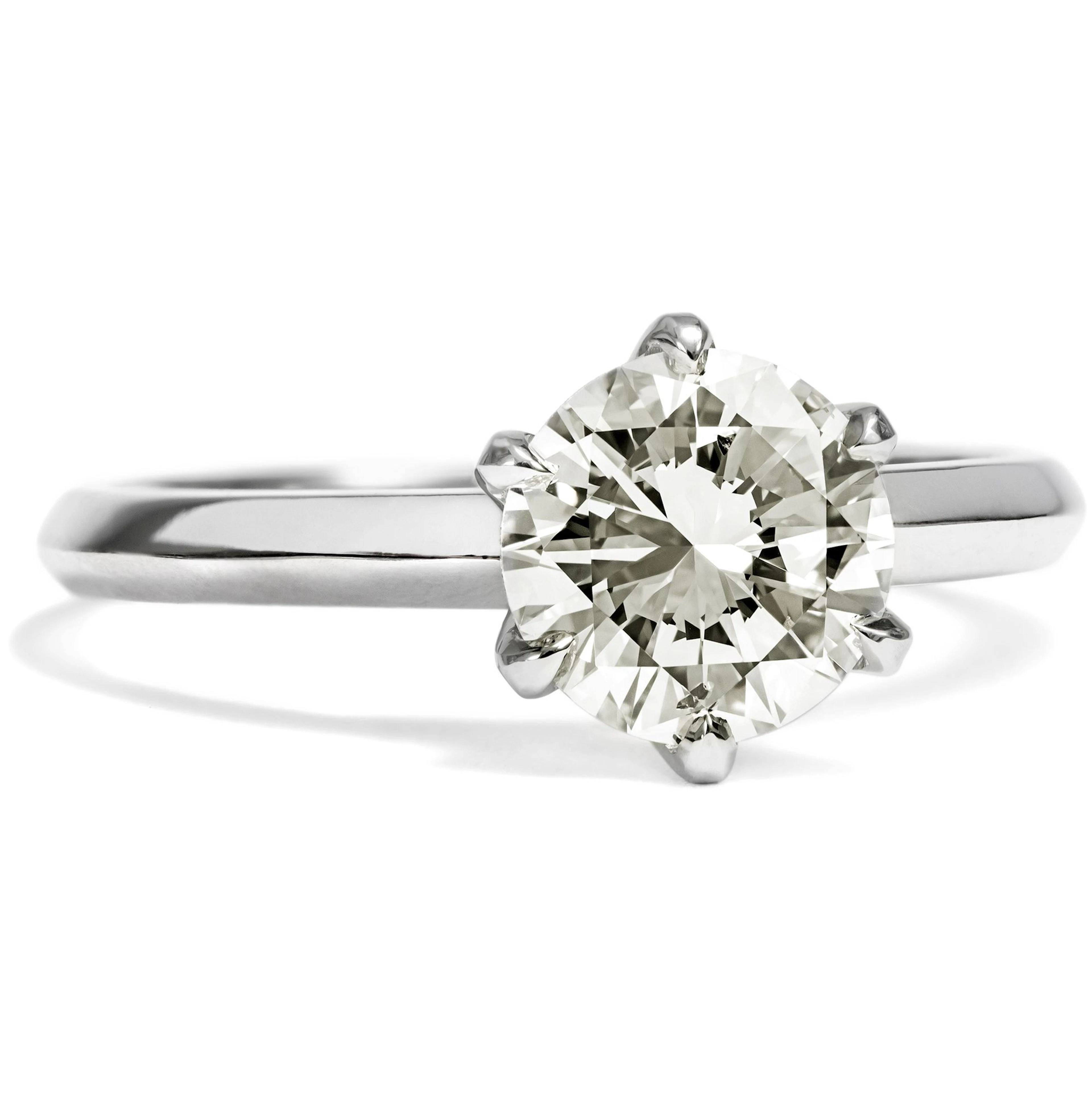 Unworn Solitaire Platinum Ring with 1.36 ct Brilliant, From Our Workshop