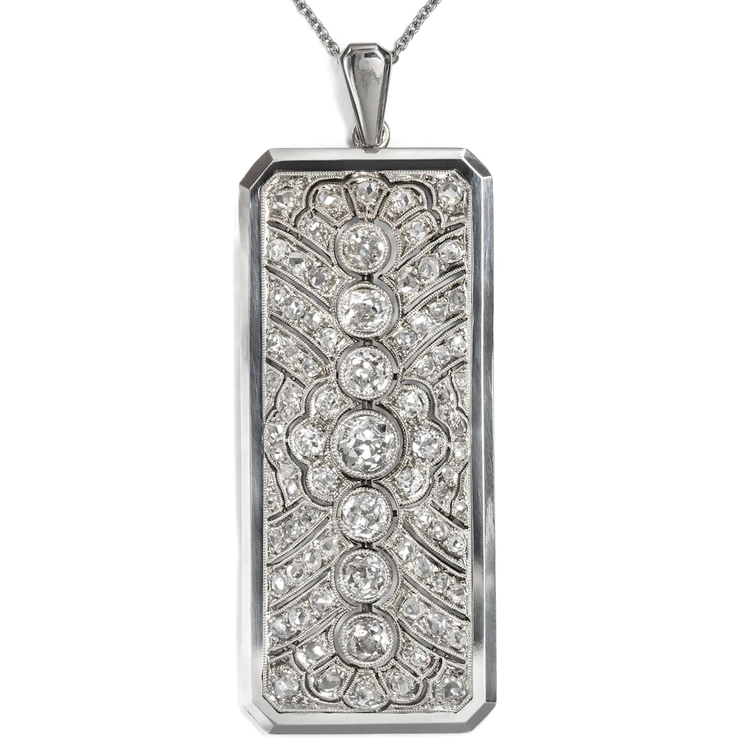 Feuerwerk der Lichtreflexe • Eleganter Anhänger des Art Déco mit Diamanten