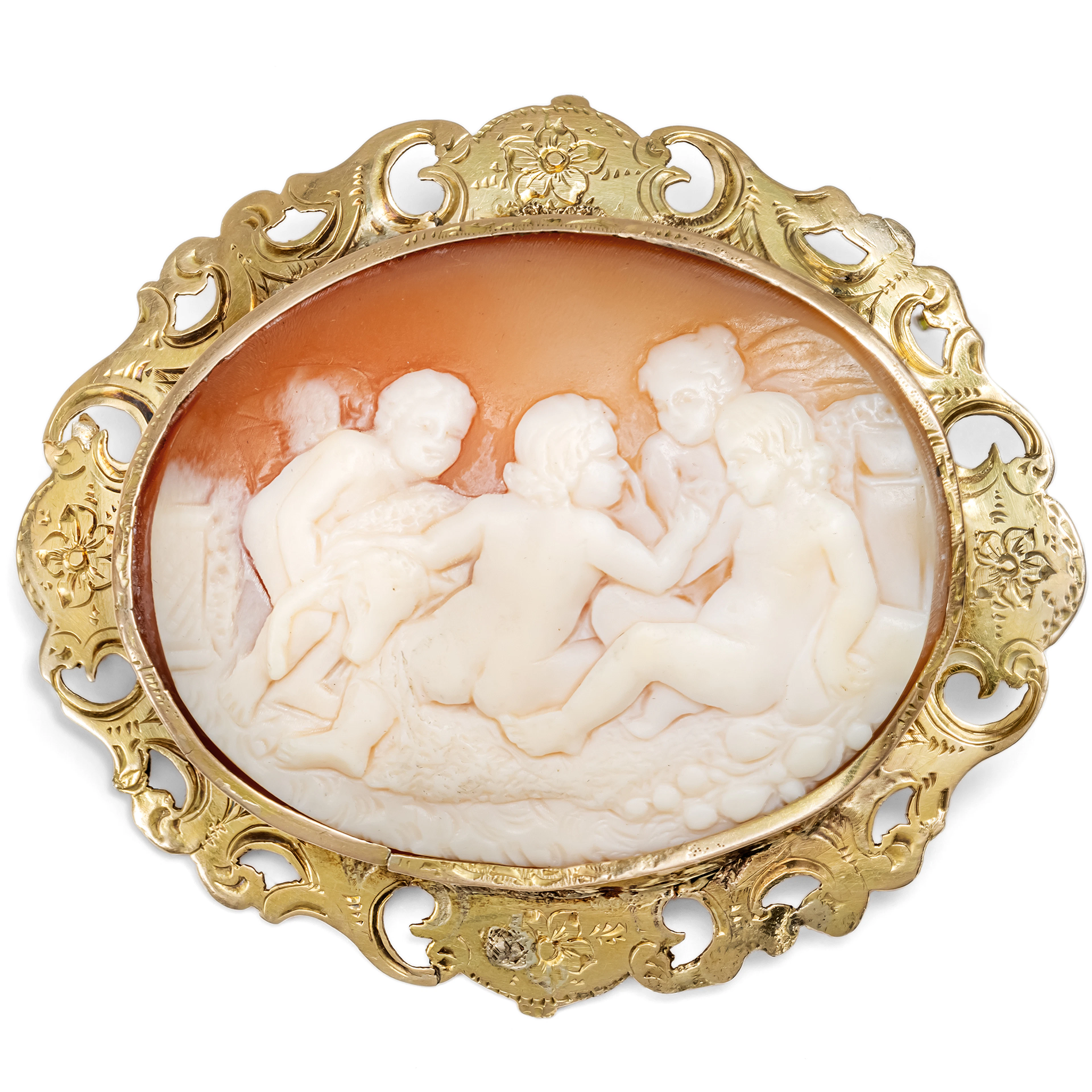 Shell Cameo after Rubens set in Gold, Netherlands c. 1950