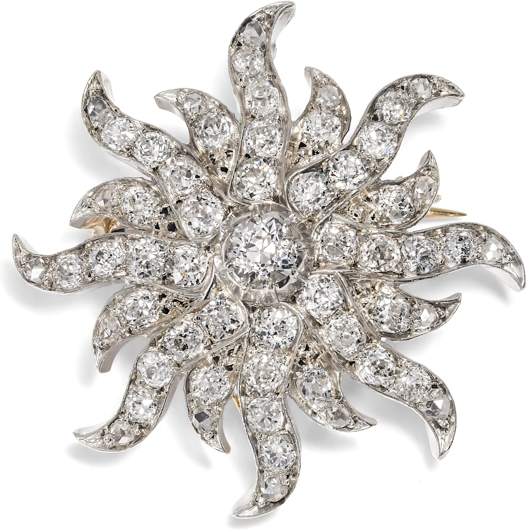 Wonderful Antique Pendant Brooch With Diamonds, c. 1880