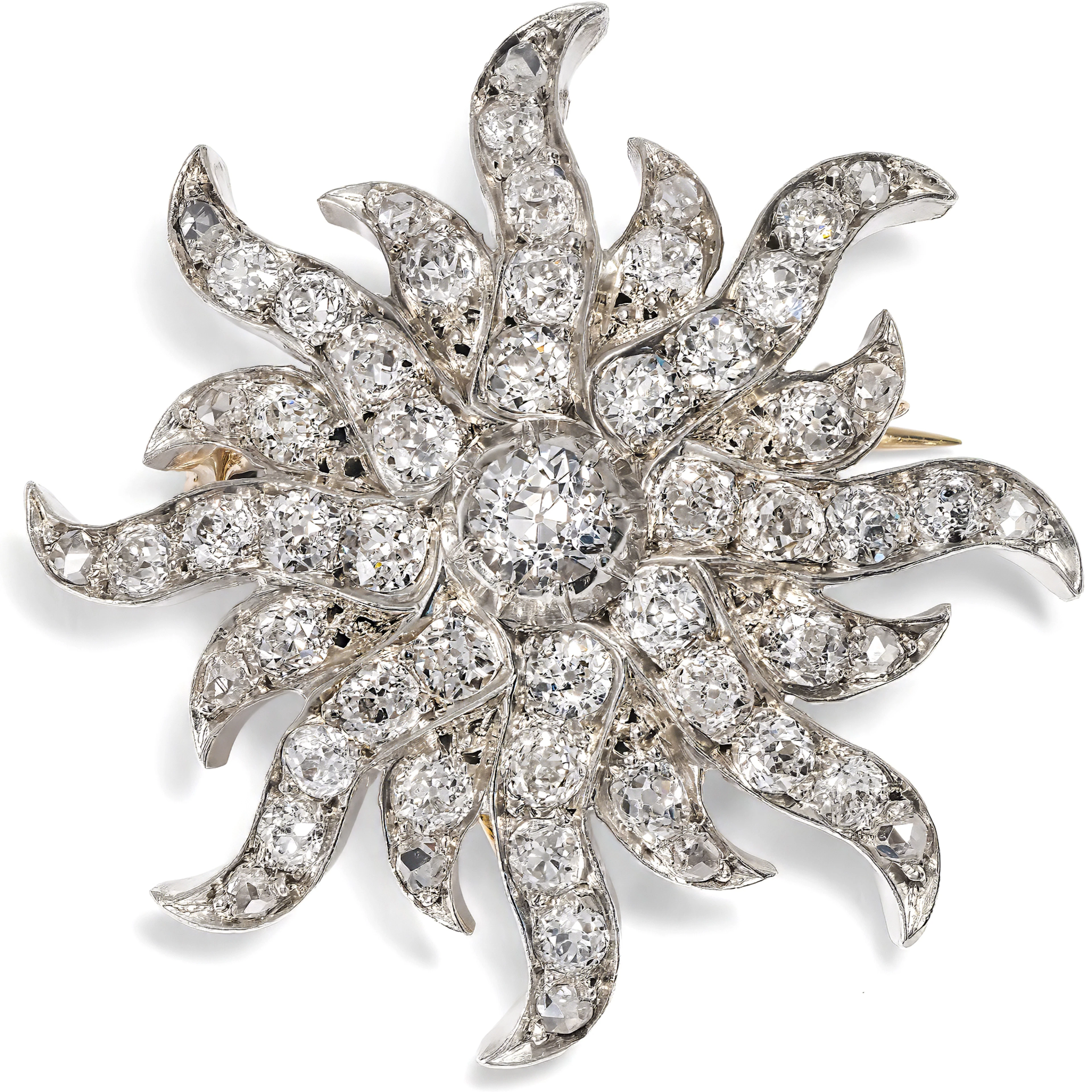 Wonderful Antique Pendant Brooch With Diamonds, c. 1880