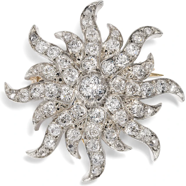 Wonderful Antique Pendant Brooch With Diamonds, c. 1880
