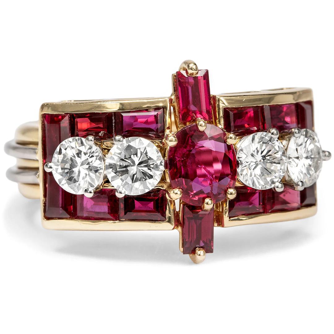 Rubies on the Rocks • Kostbarer Juwelenring mit Rubinen & Brillanten