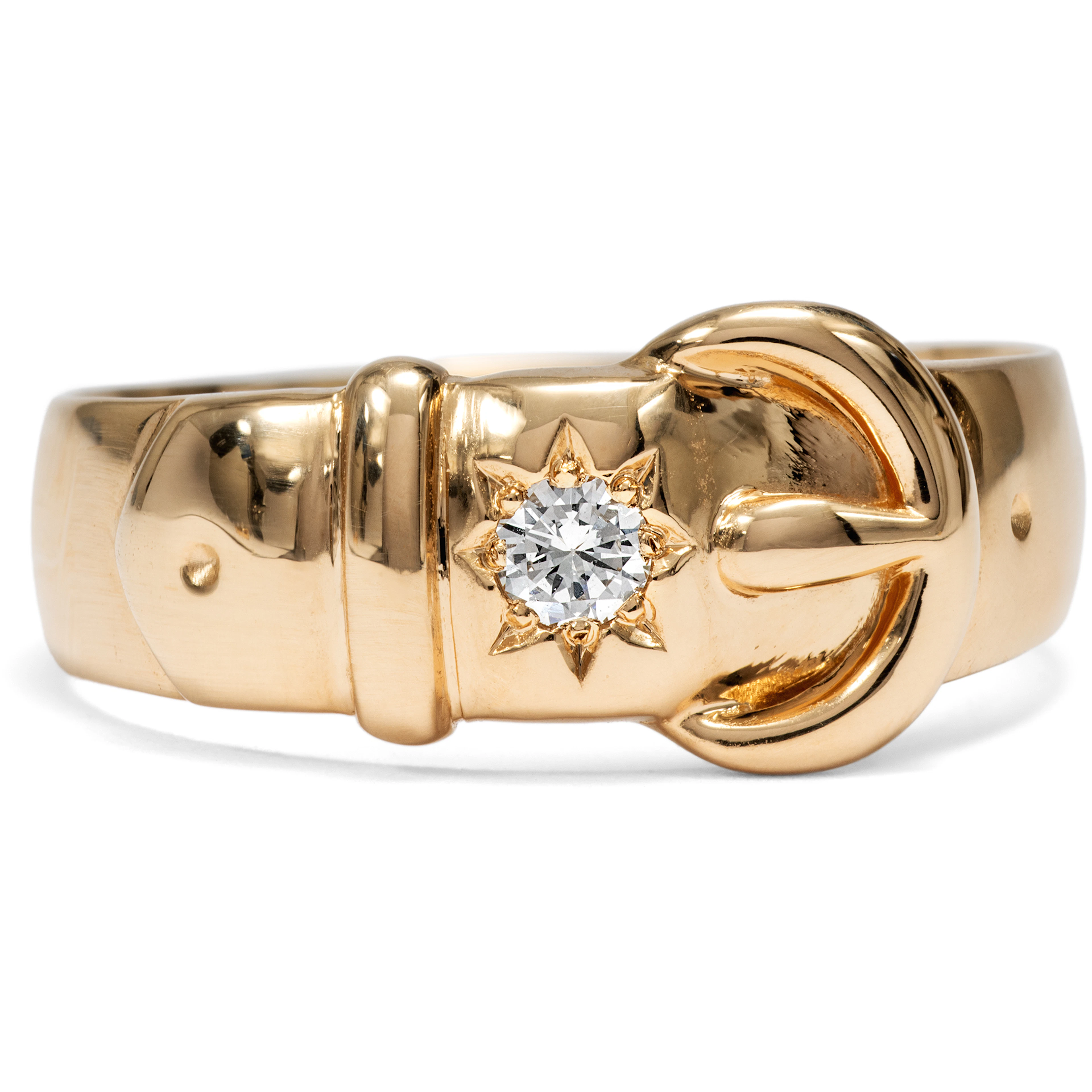 Rose Gold Belt Ring with Vintage Diamond from Our Workshop