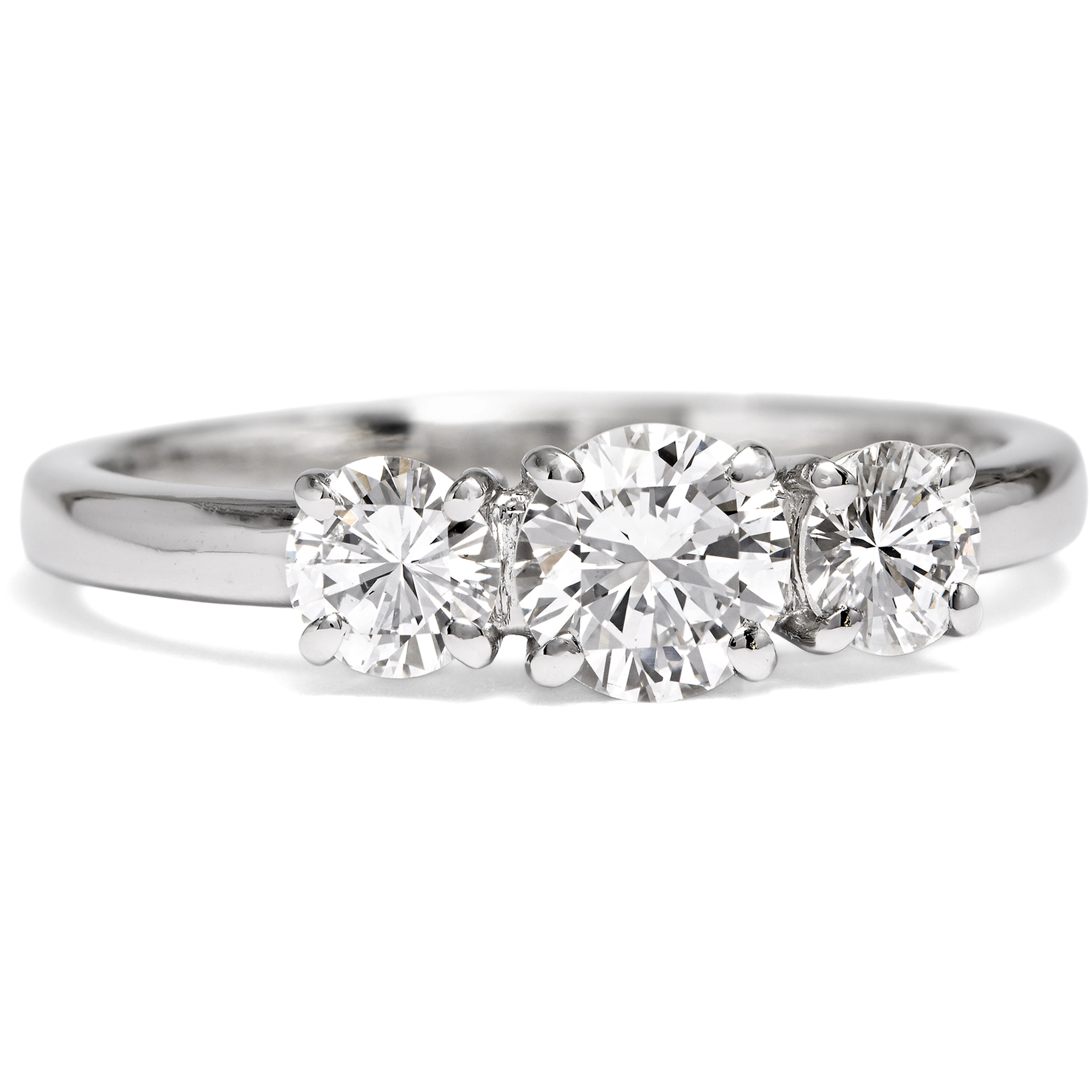 New "Trilogy" Ring with 0.94 ct Vintage Brilliant-Cut Diamonds in