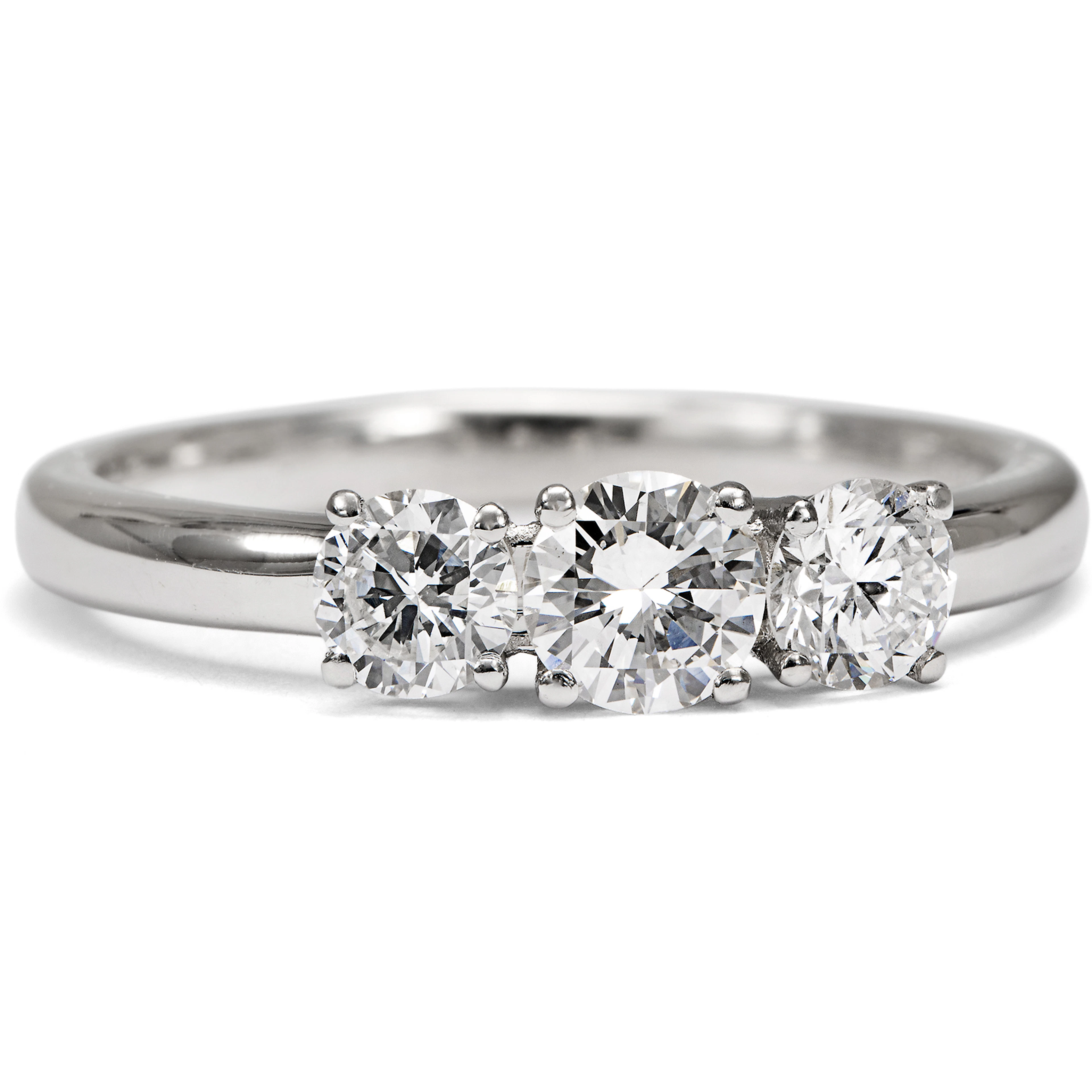 Sparkling "Trilogy" Ring with Vintage Diamonds in Platinum, From Our Workshop