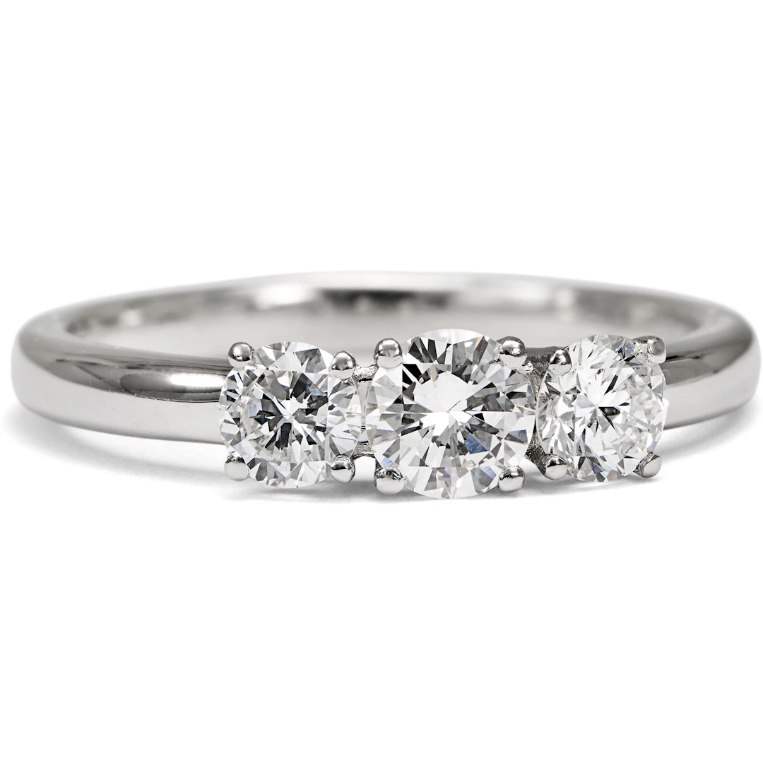 Sparkling "Trilogy" Ring with Vintage Diamonds in Platinum, From Our Workshop
