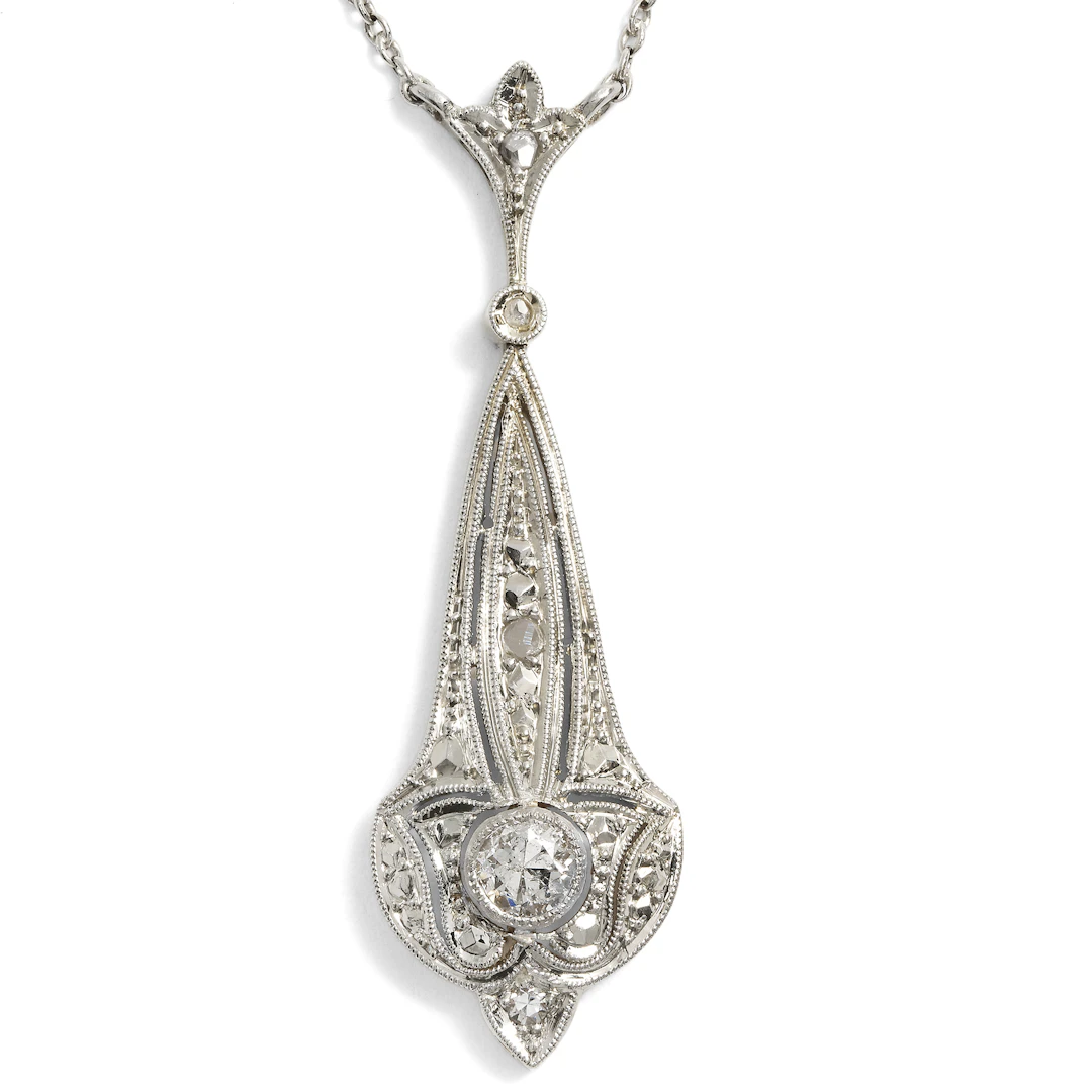 Antique Déco Diamond Necklace in Platinum on Gold, c. 1925