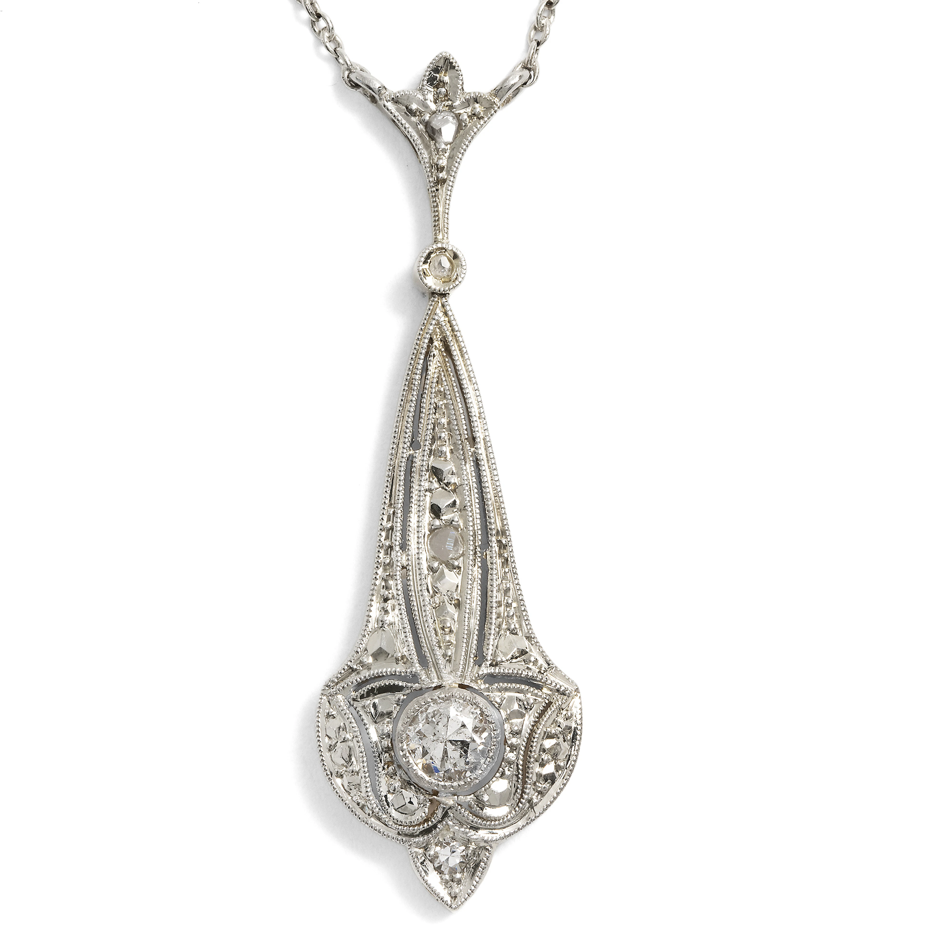 Antique Déco Diamond Necklace in Platinum on Gold, c. 1925