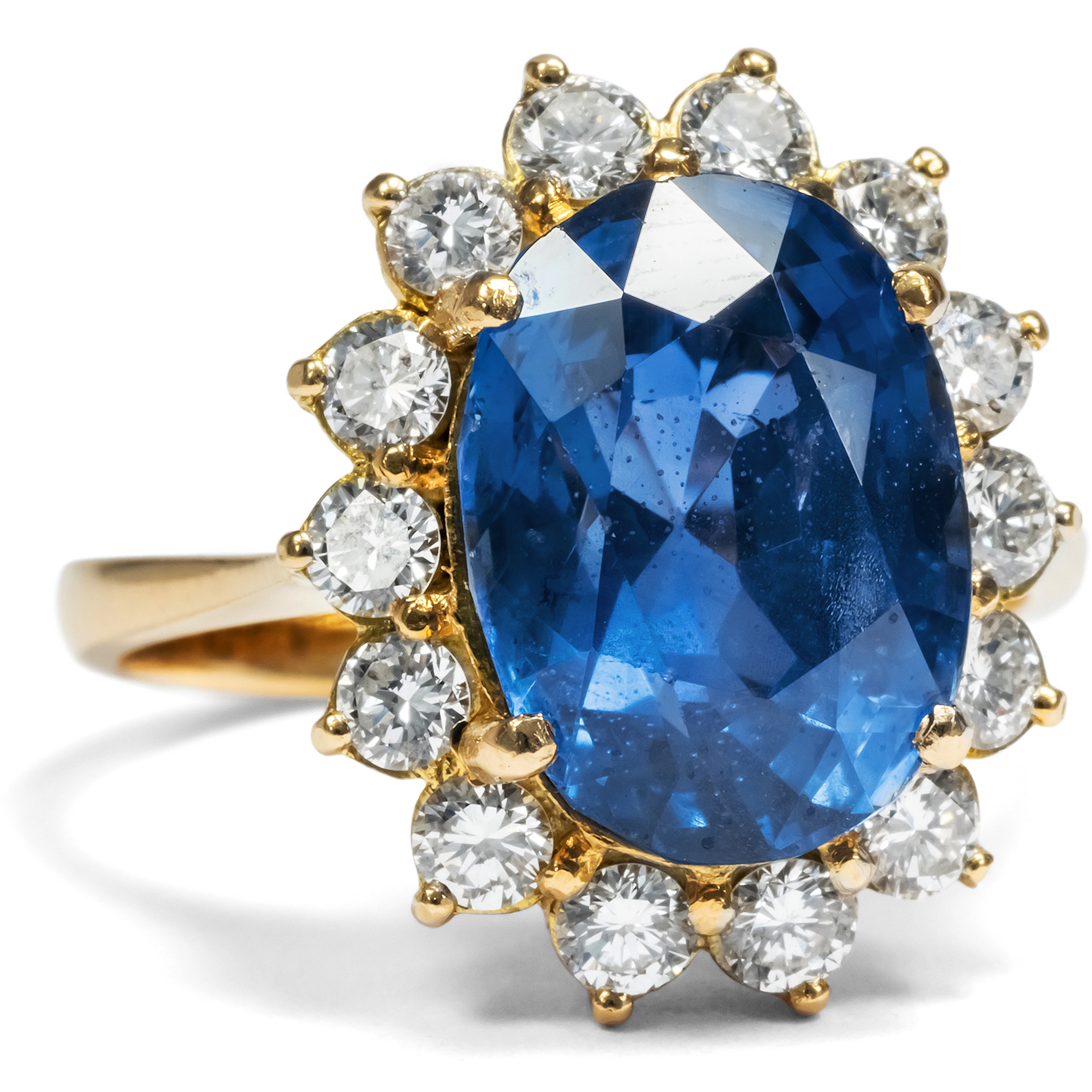 Gorgeous Vintage Entourage Ring With an Untreated Ceylon Sapphire, 1980s