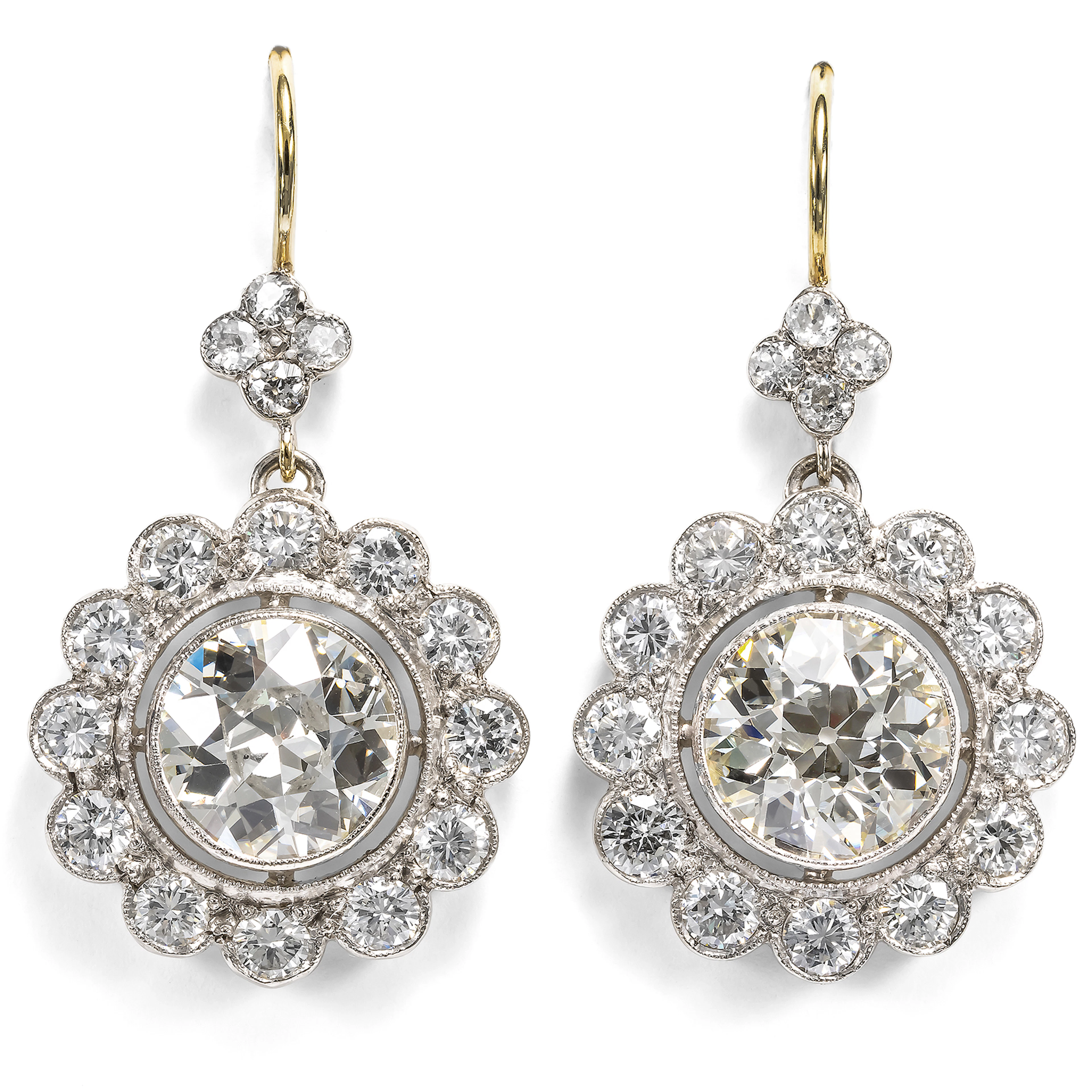Precious Earrings with 10.35 Ct “Old European Cut” Diamonds & Brilliant-Cut