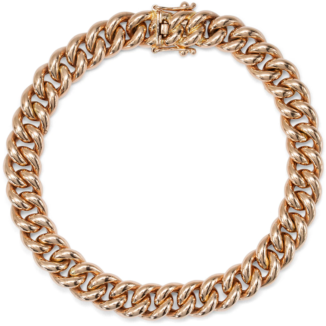 Timeless Antique Rose Gold Curb Chain Bracelet, German, c. 1900