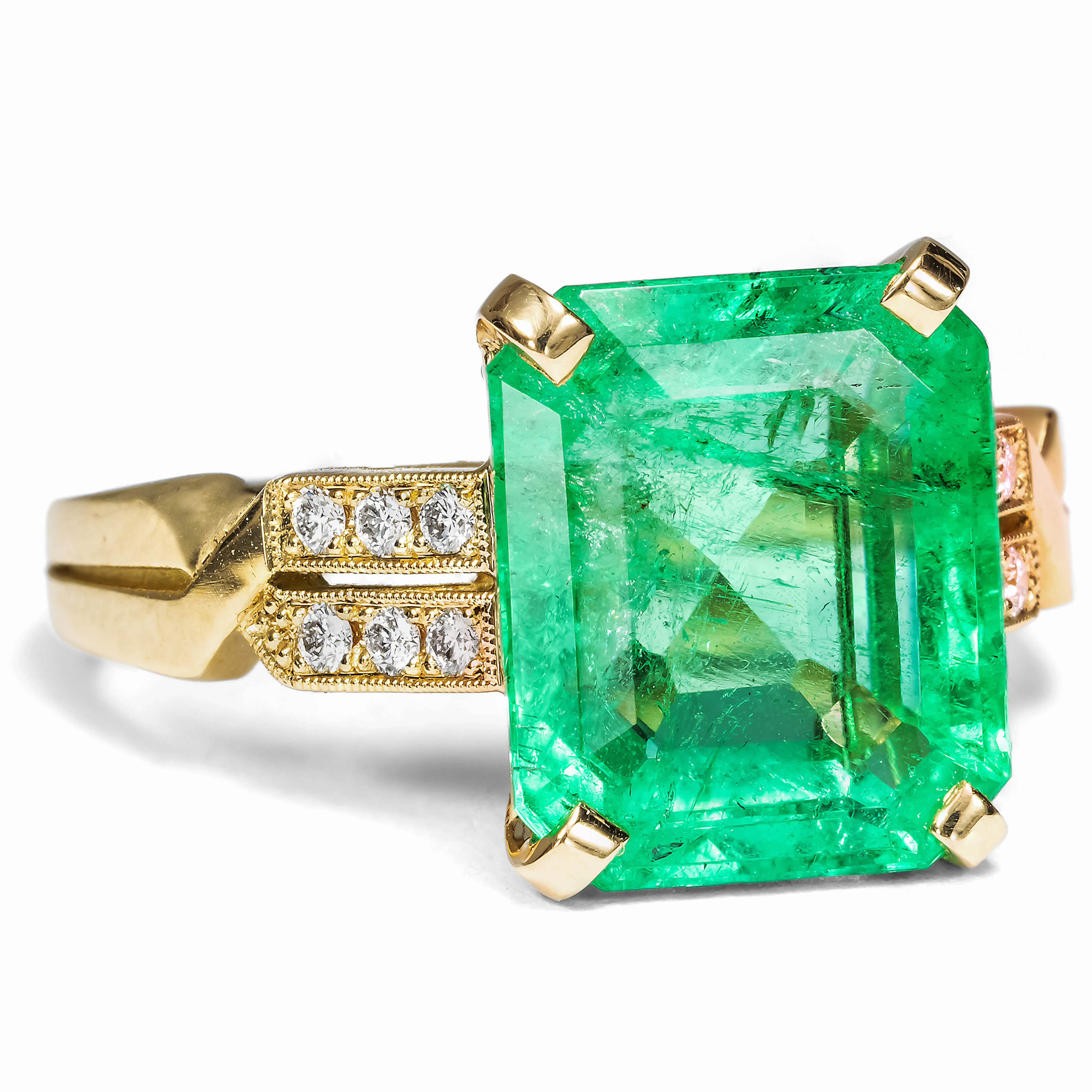 Exquisite Ring with a Colombian Emerald & Diamonds, from Our Workshop