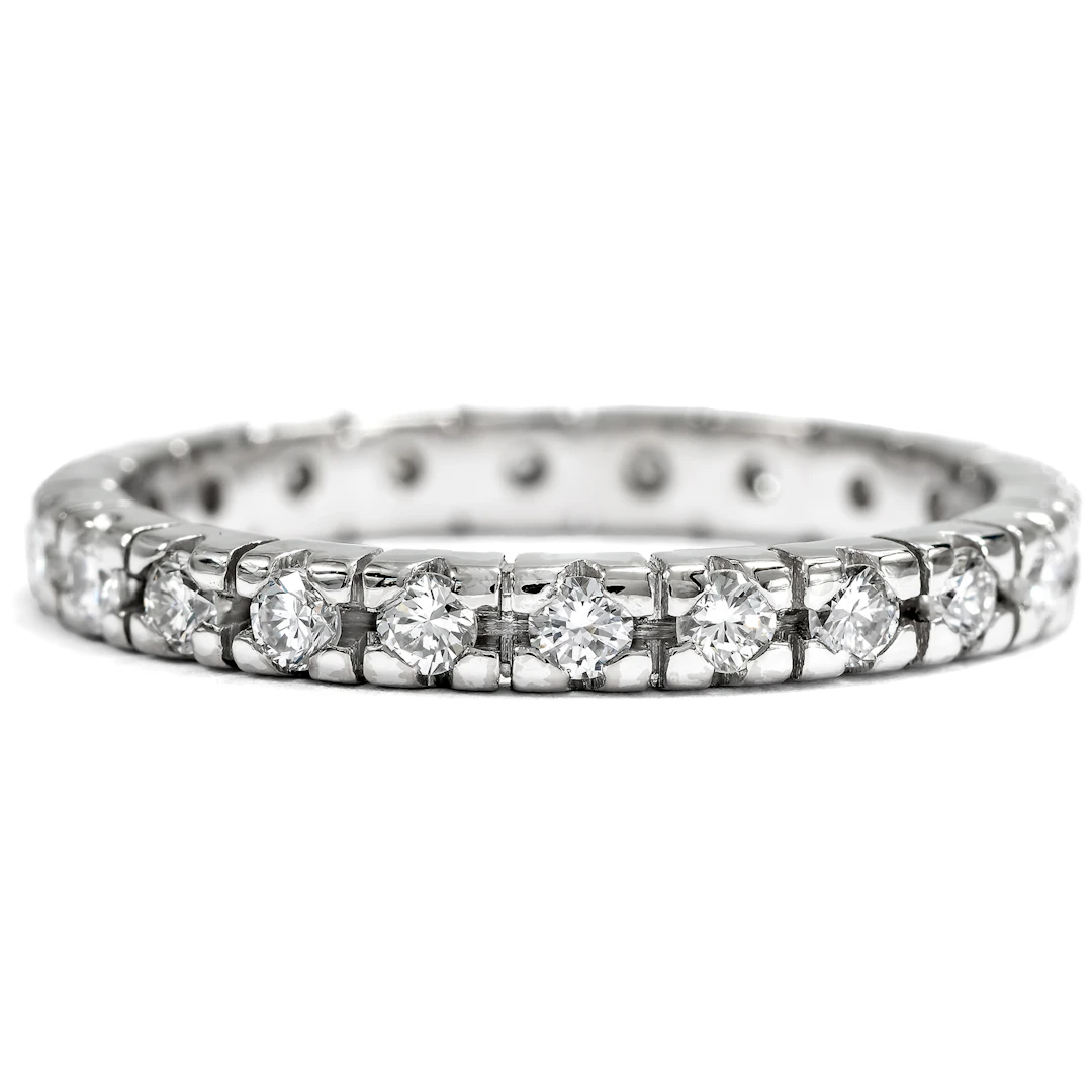 Vintage Memory Ring with 0.66 ct Diamonds in White Gold, Size 55, c. 1980