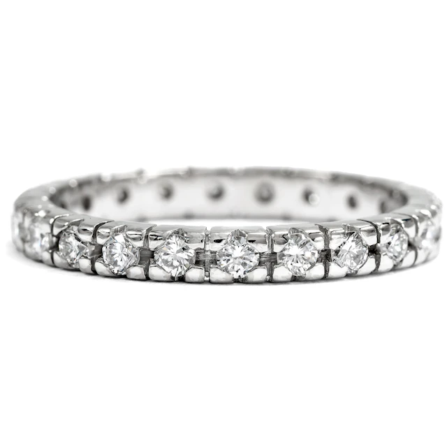 Vintage Memory Ring with 0.66 ct Diamonds in White Gold, Size 55, c. 1980
