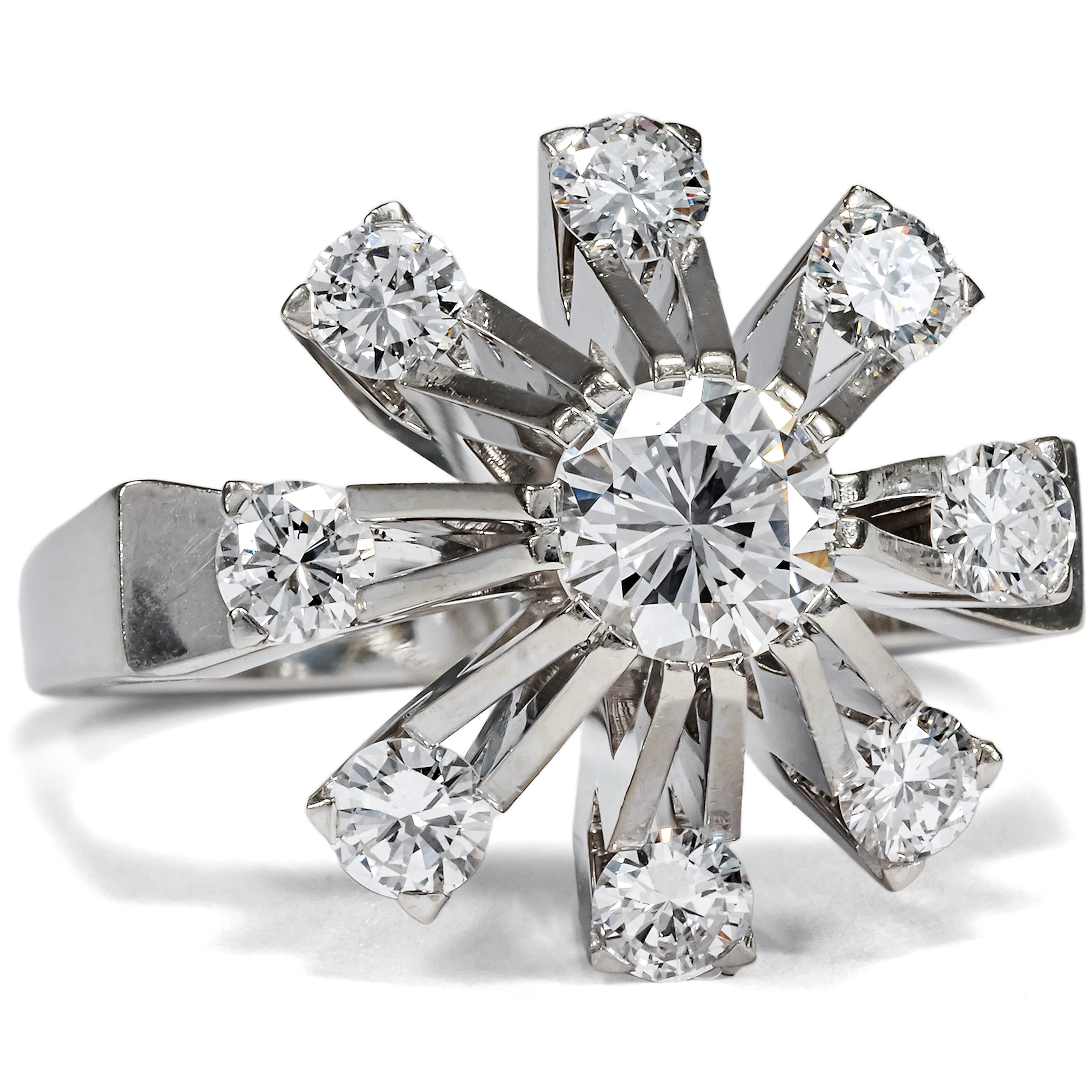 Futuristic Ring with Diamonds in White Gold, c. 1975