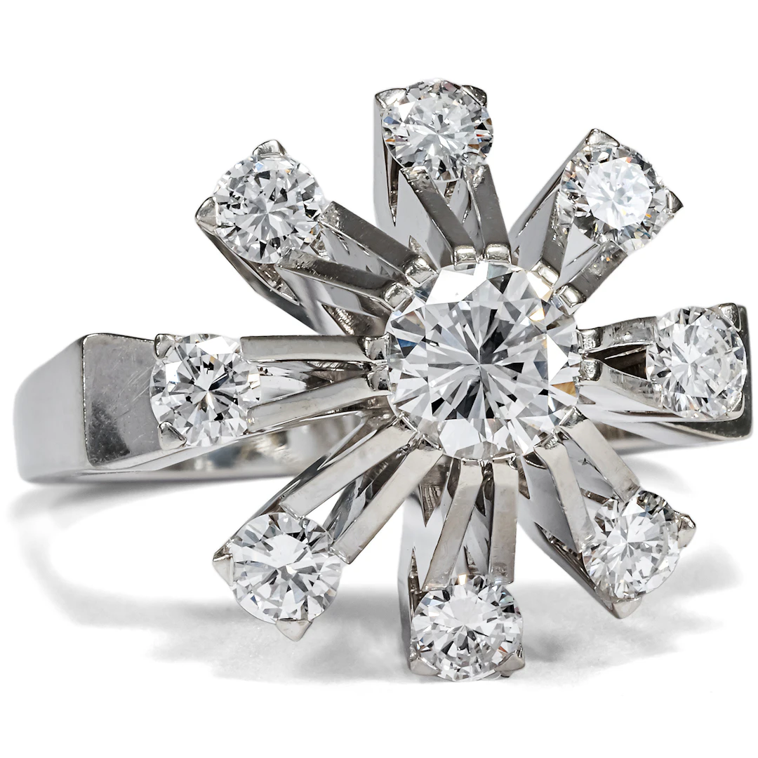 Futuristic Ring with Diamonds in White Gold, c. 1975