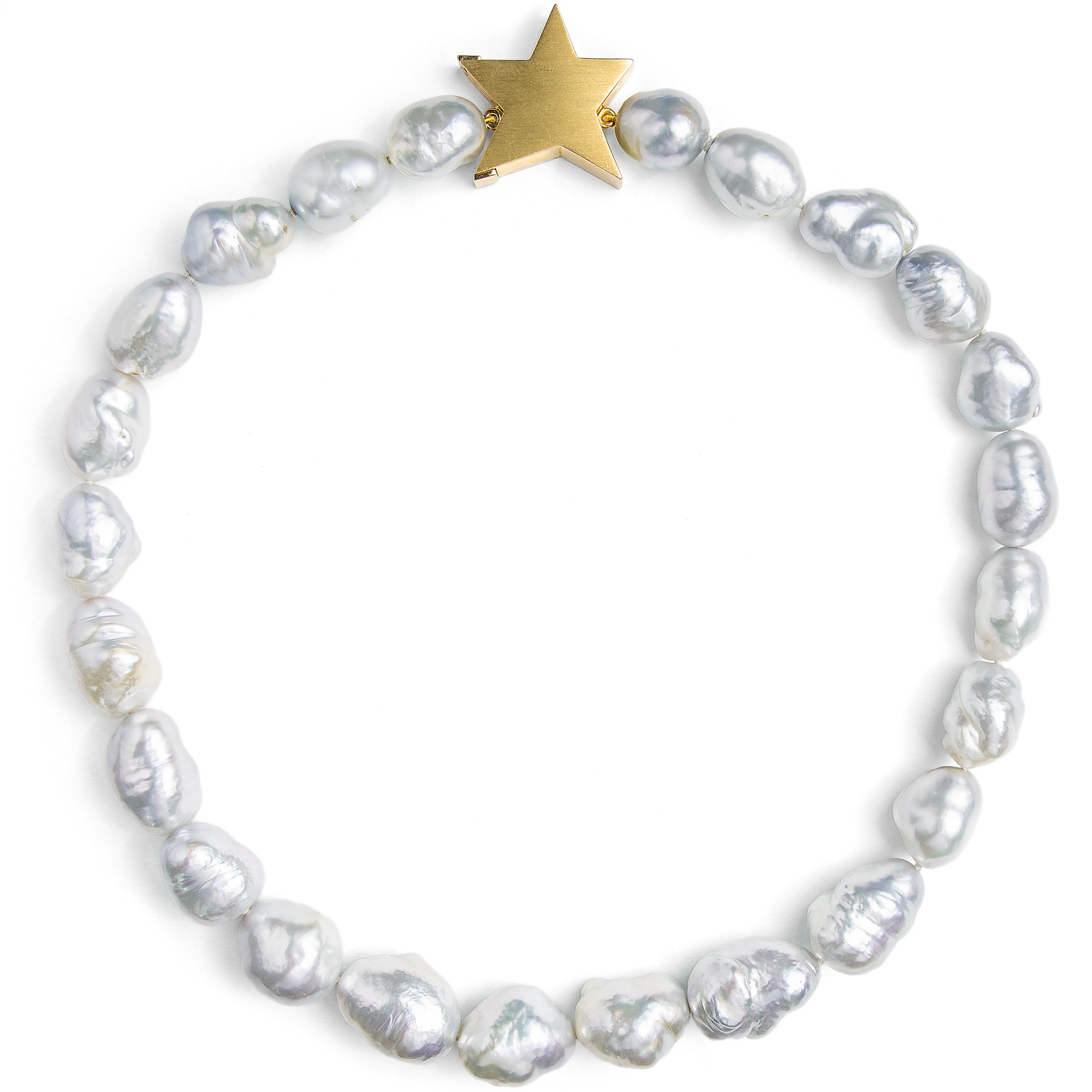 Stunning Necklace Made of Large South Sea Pearls with a Gold Clasp
