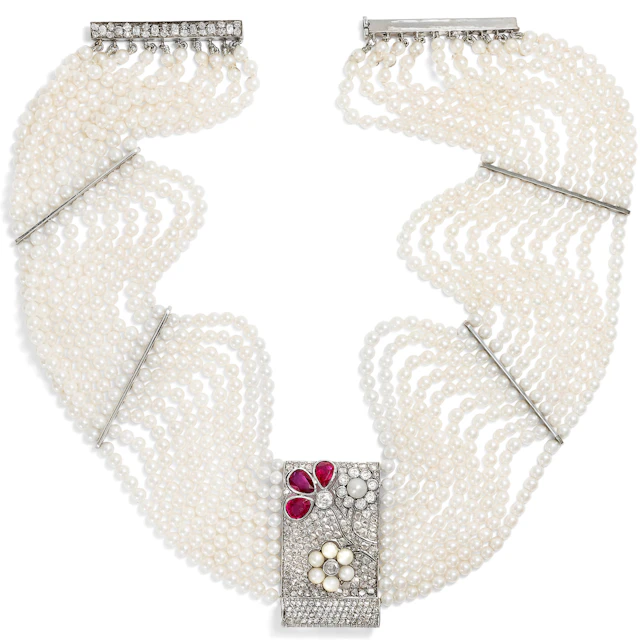 Precious "Collier-de-Chien" From an Art Deco Ruby & Diamond Clip