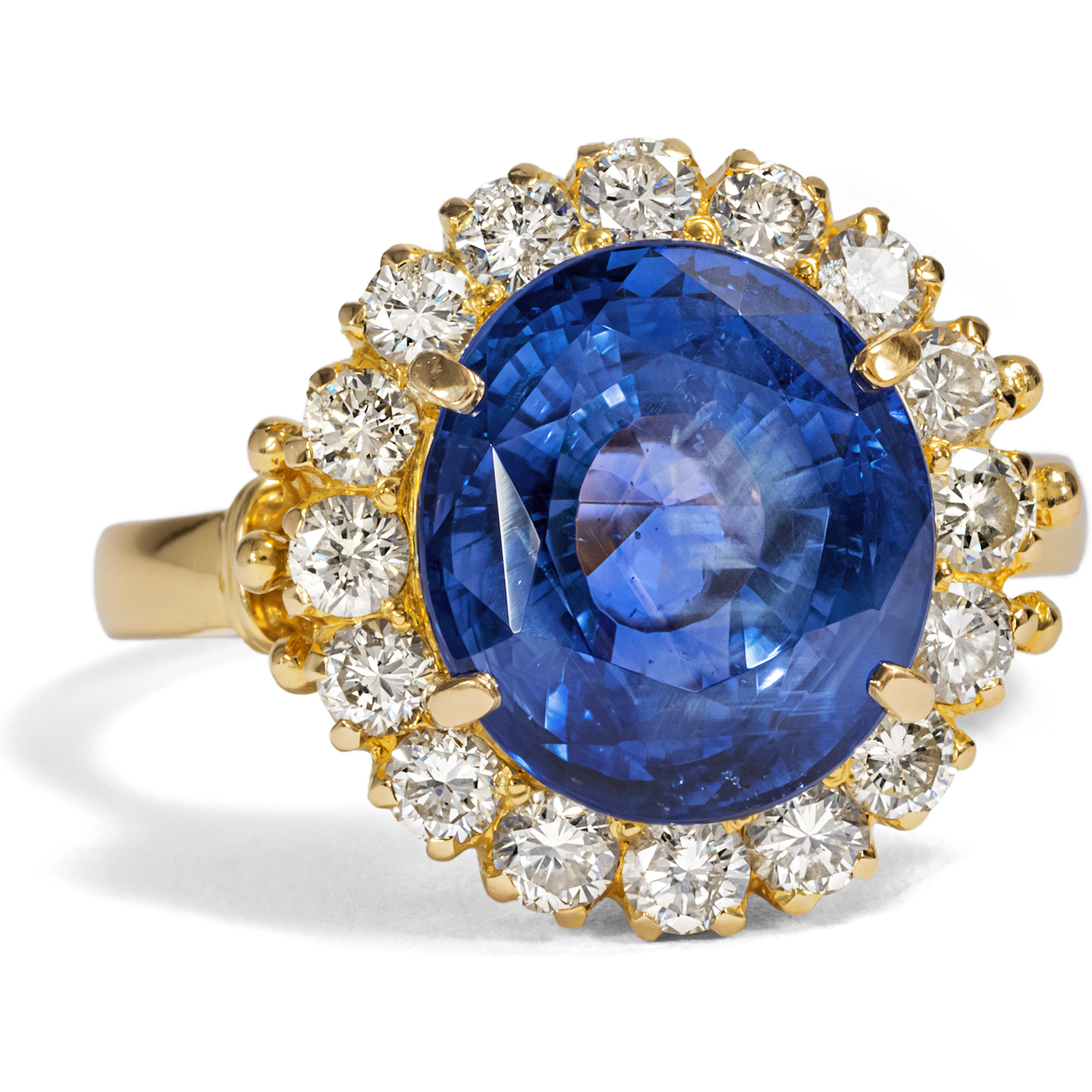 Vintage Engagement Ring With Untreated 8.19 ct Sapphire & Diamonds
