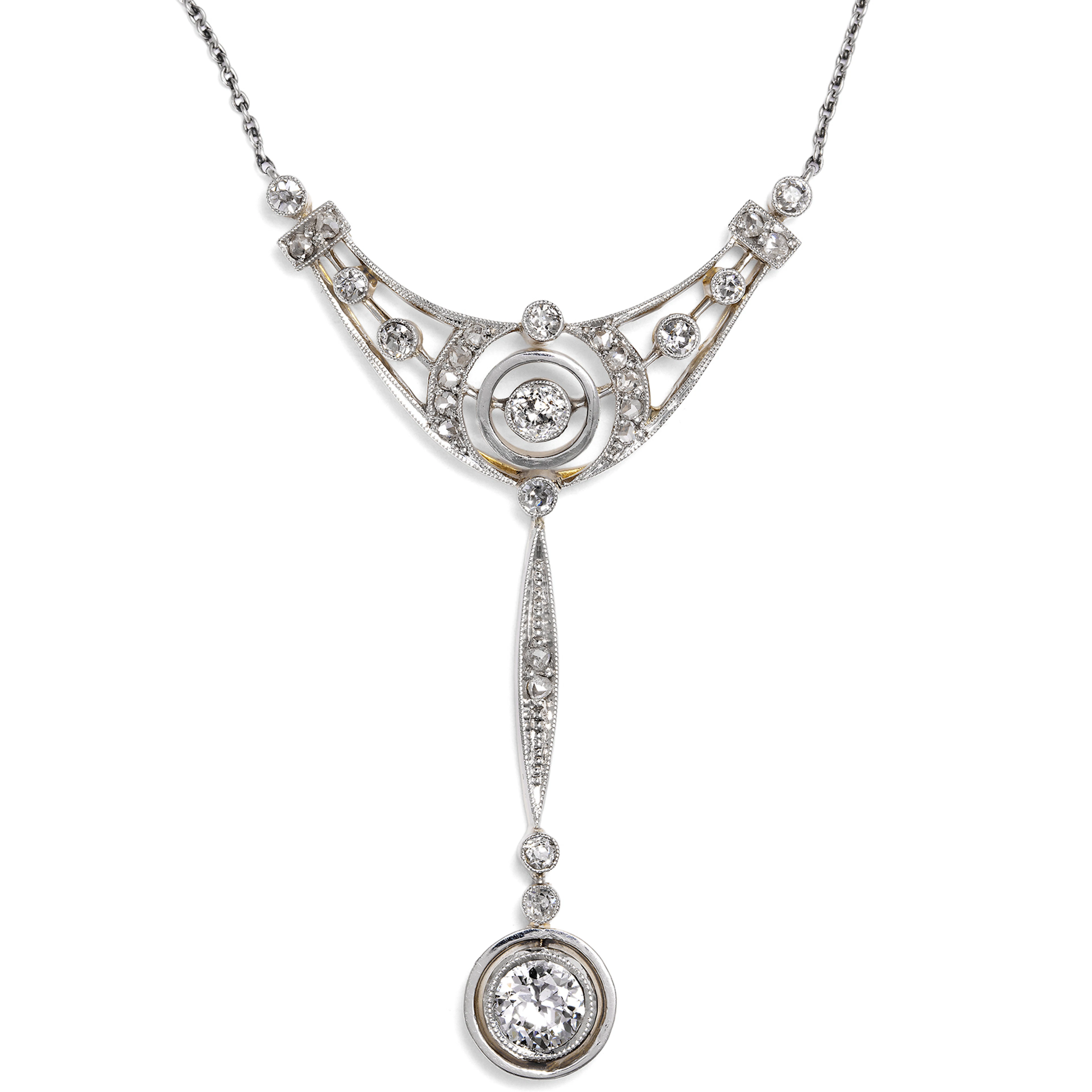 Antique Necklace with Approximately One Carat of Diamonds, Germany, c. 1910