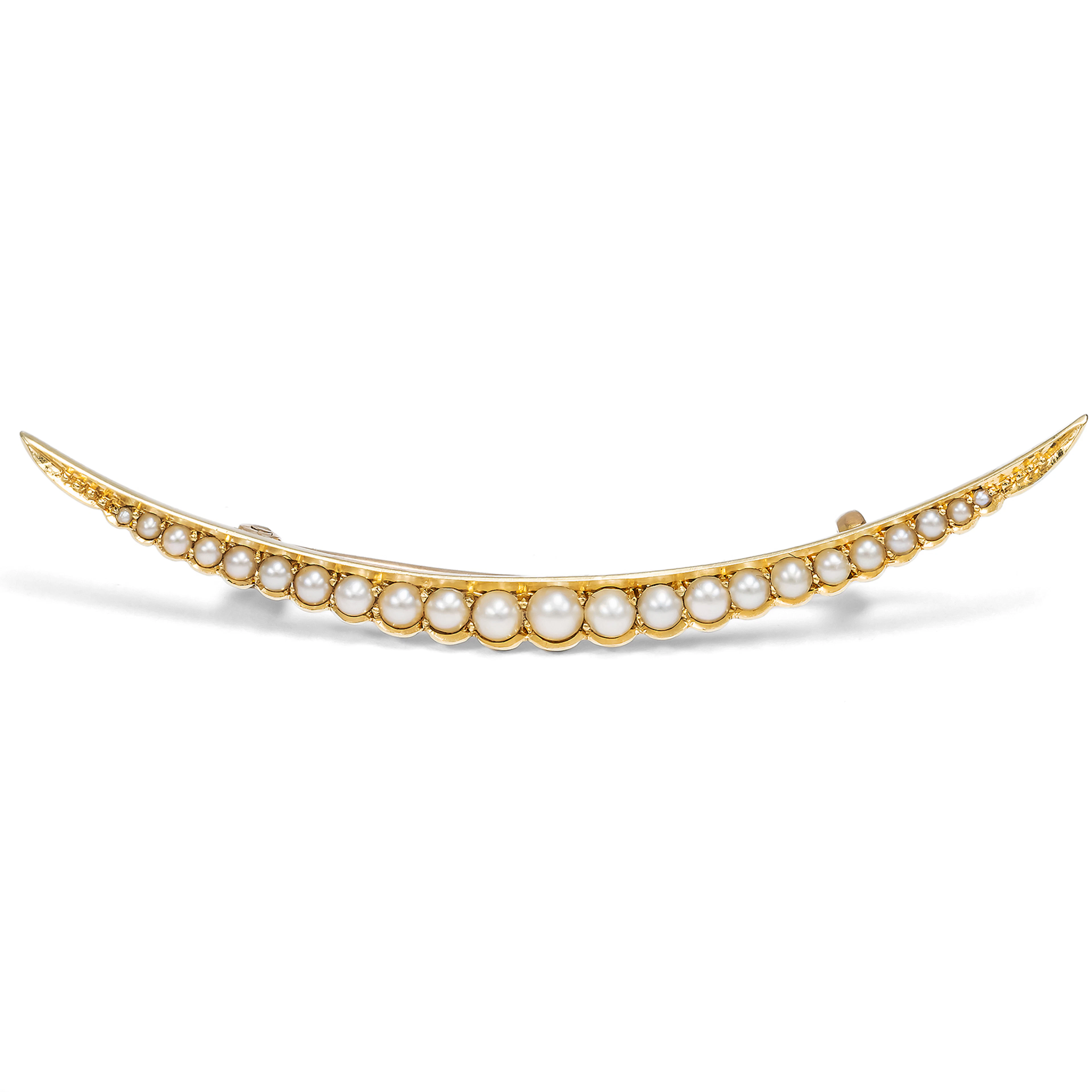Elegant Antique Brooch with Natural Pearls in Gold, c. 1900