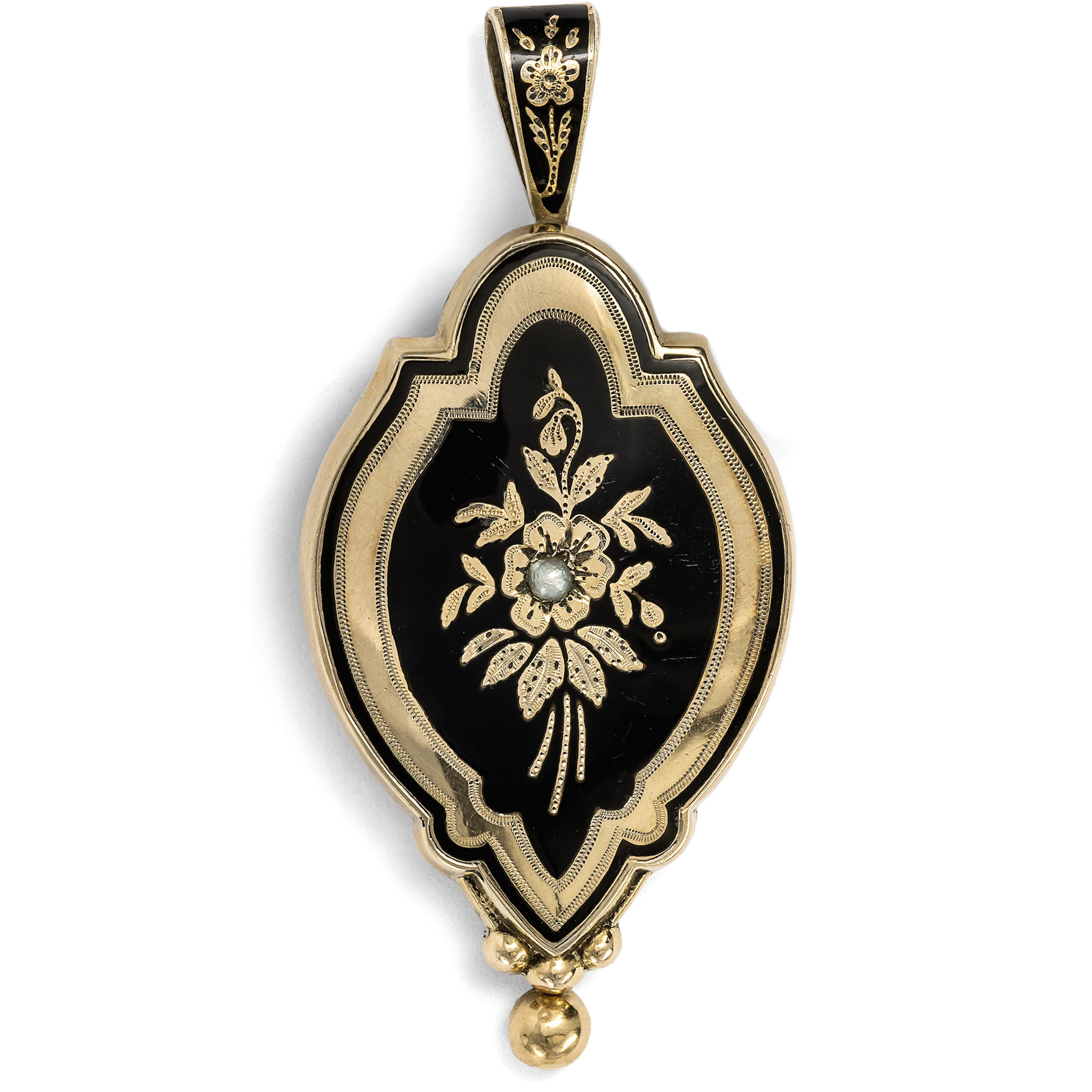 Antique Pendant Brooch in the Form of a Locket with a Front Made of