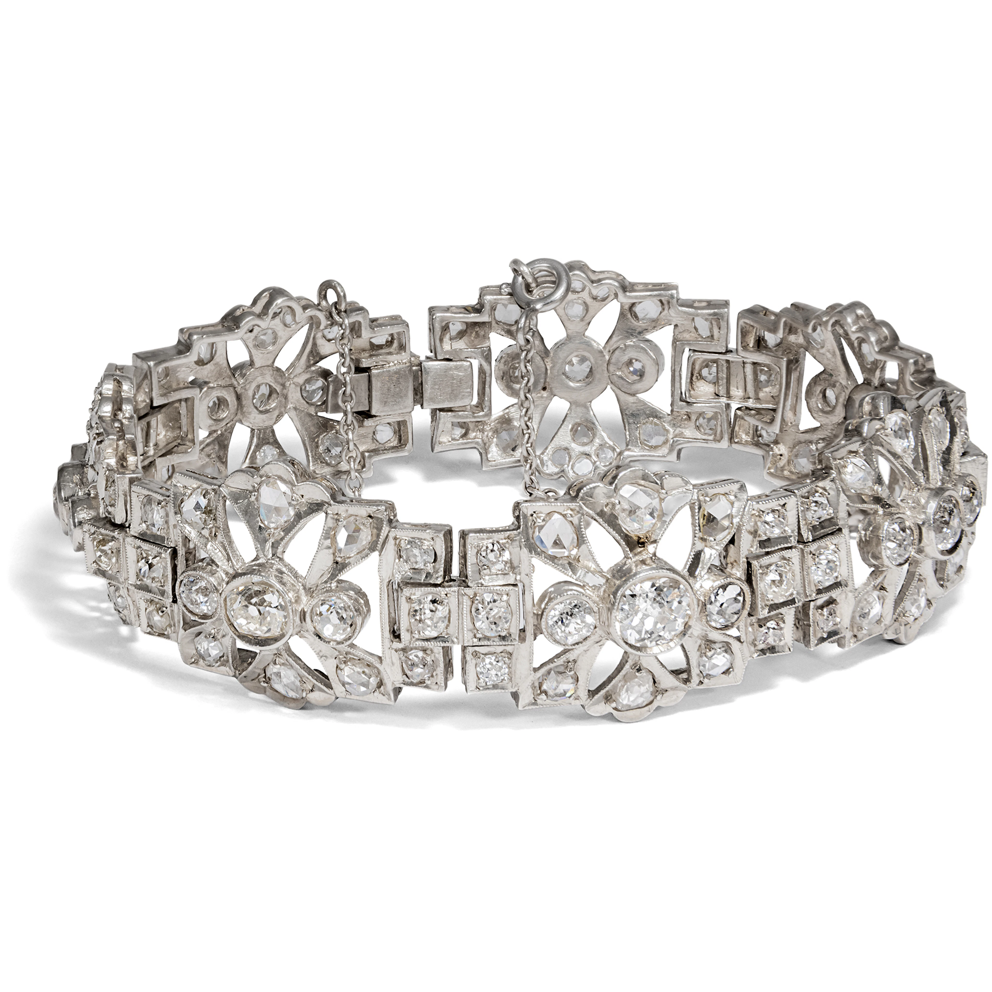 Glamorous Art Deco Silver & 12.73 ct Diamond Bracelet, c. 1940