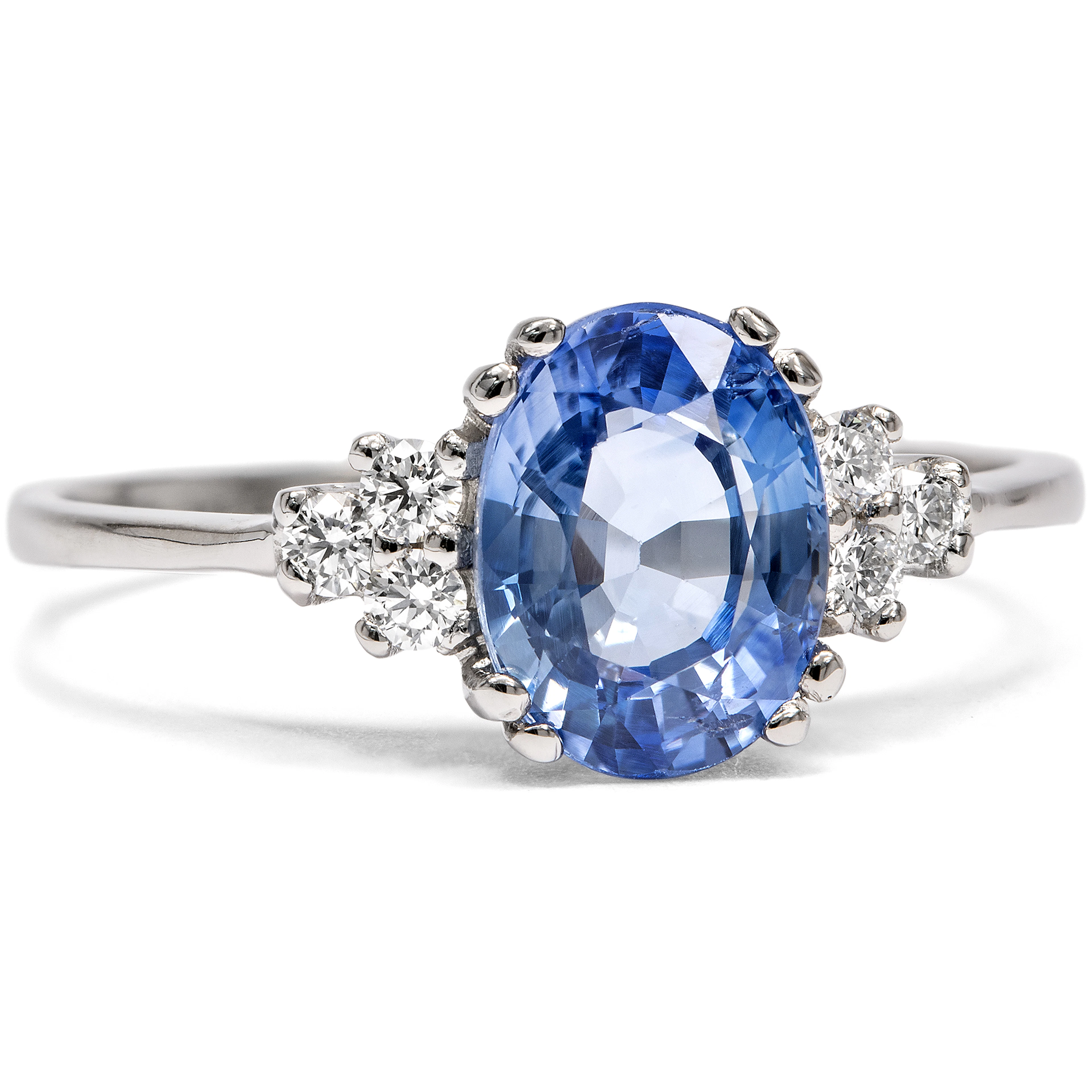 Sommerliche Kombination • Zarter Ring mit blauem Saphir & Diamanten