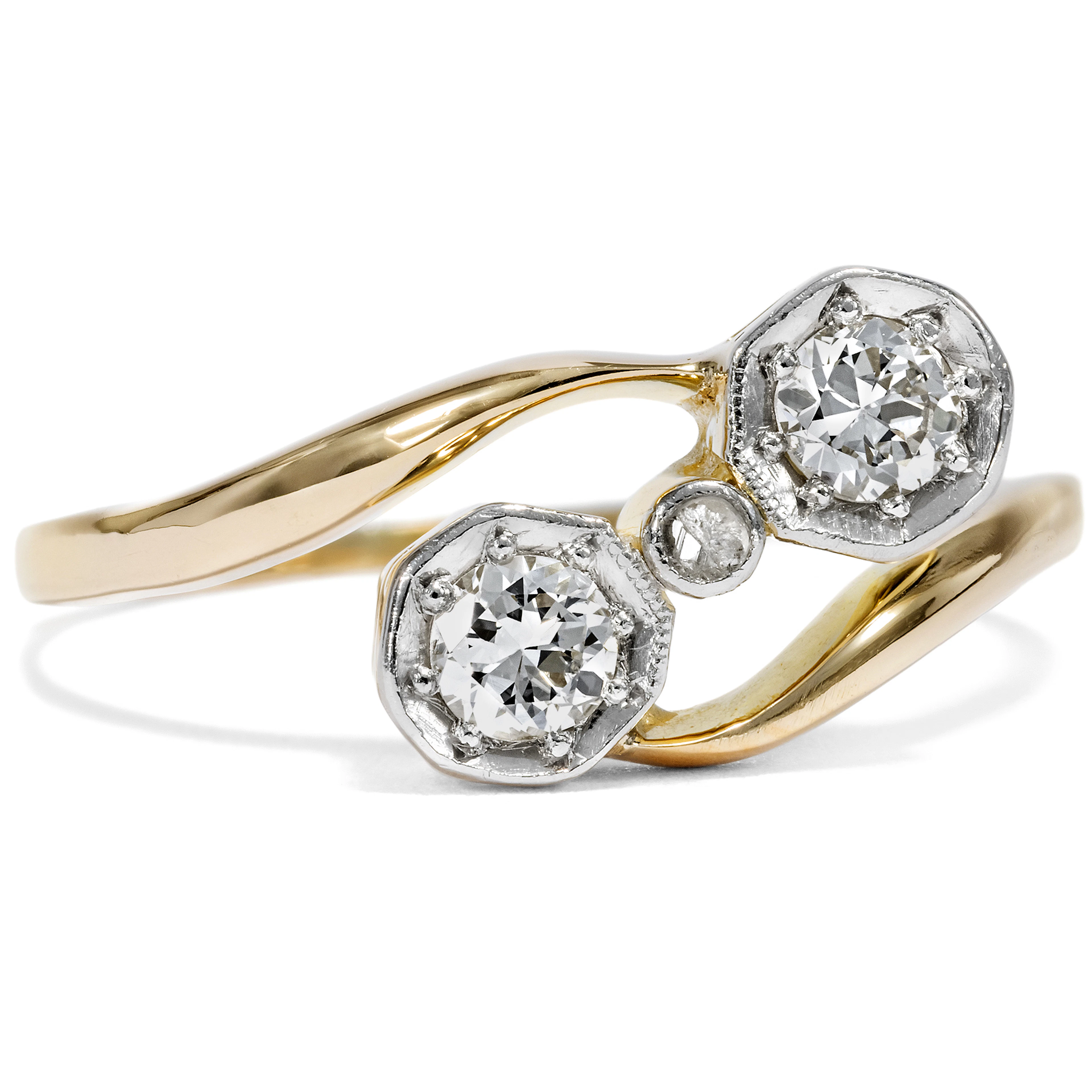 Antique Toi-et-Moi Ring in Gold and Platinum, German, c. 1910