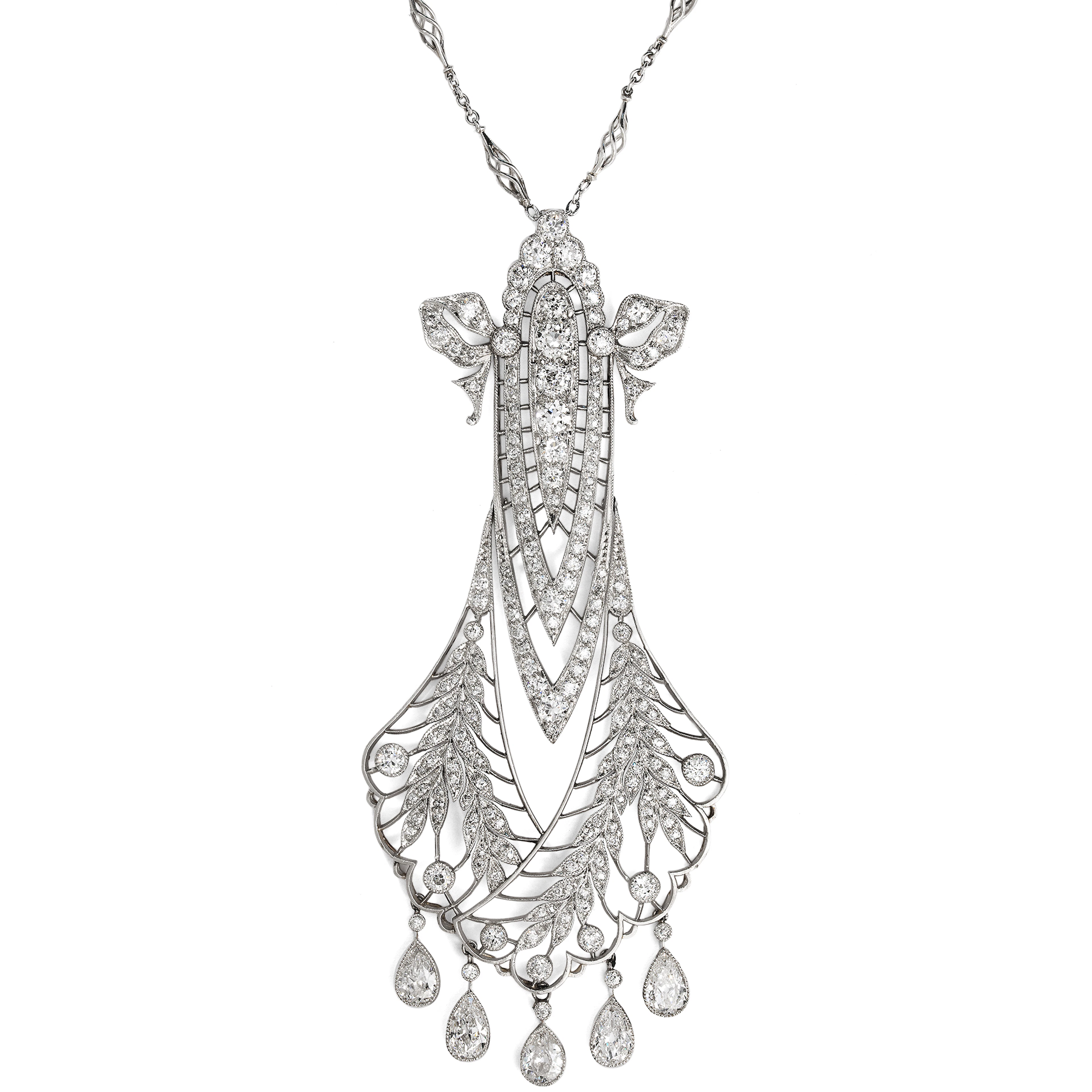 Large "Garland Style" Necklace with Diamonds in Platinum by Tiffany