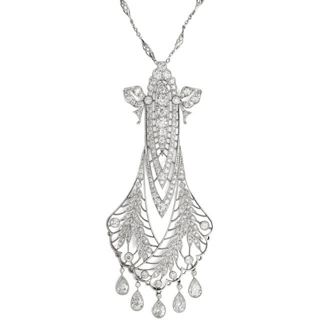 Large "Garland Style" Necklace with Diamonds in Platinum by Tiffany