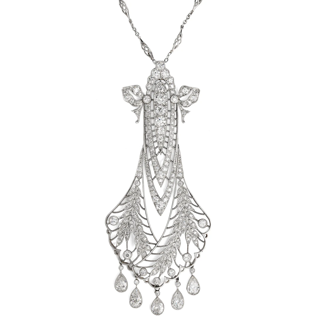 Large "Garland Style" Necklace with Diamonds in Platinum by Tiffany